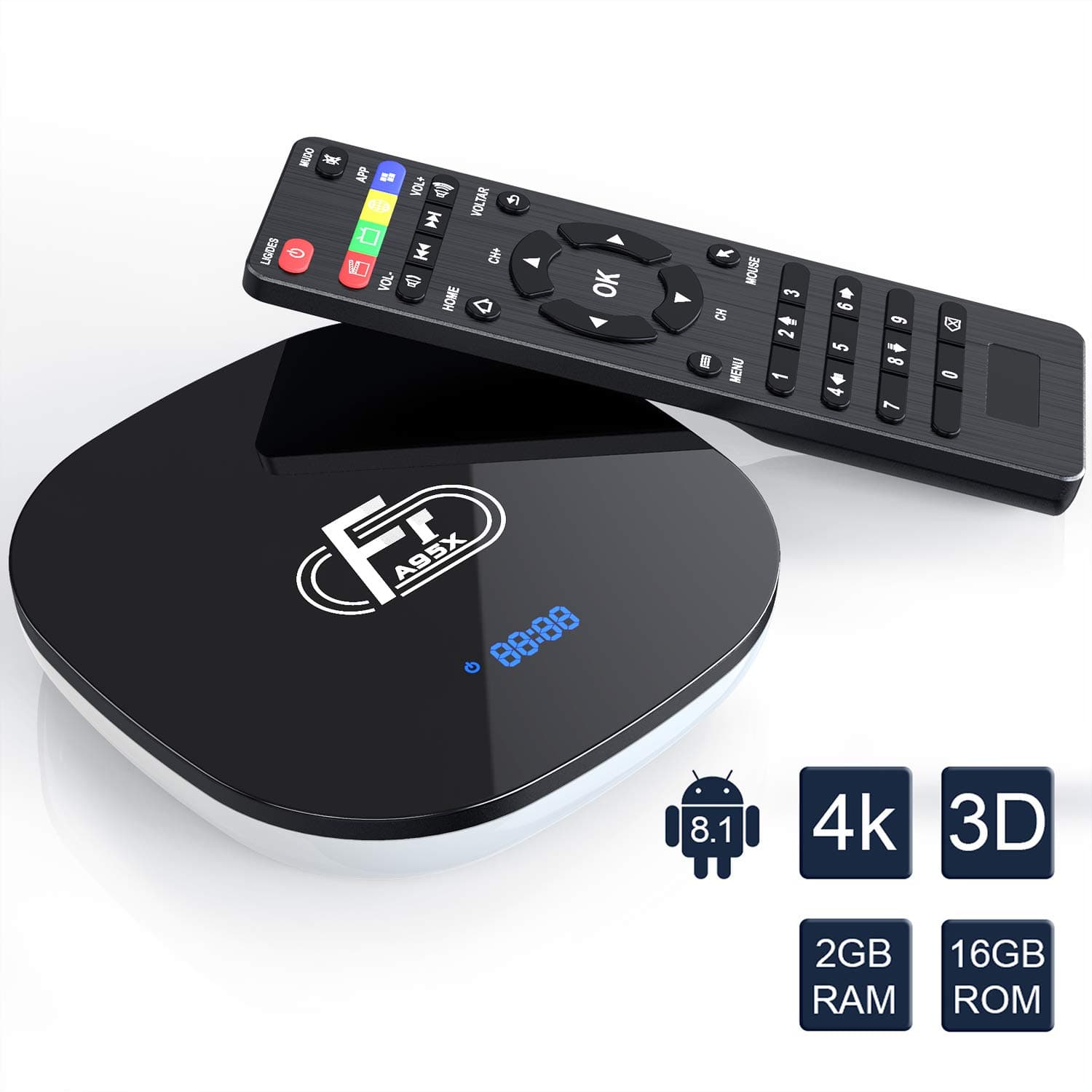 Android 8.1 TV Box,2019 Newest A95X F1 2GB RAM 16GB ROM Amlogic Quad-Core 64bit Smart Media Player,Support Ultra HD 4K(60Hz) / 2.4GHz WiFi 100M Ethernet LAN