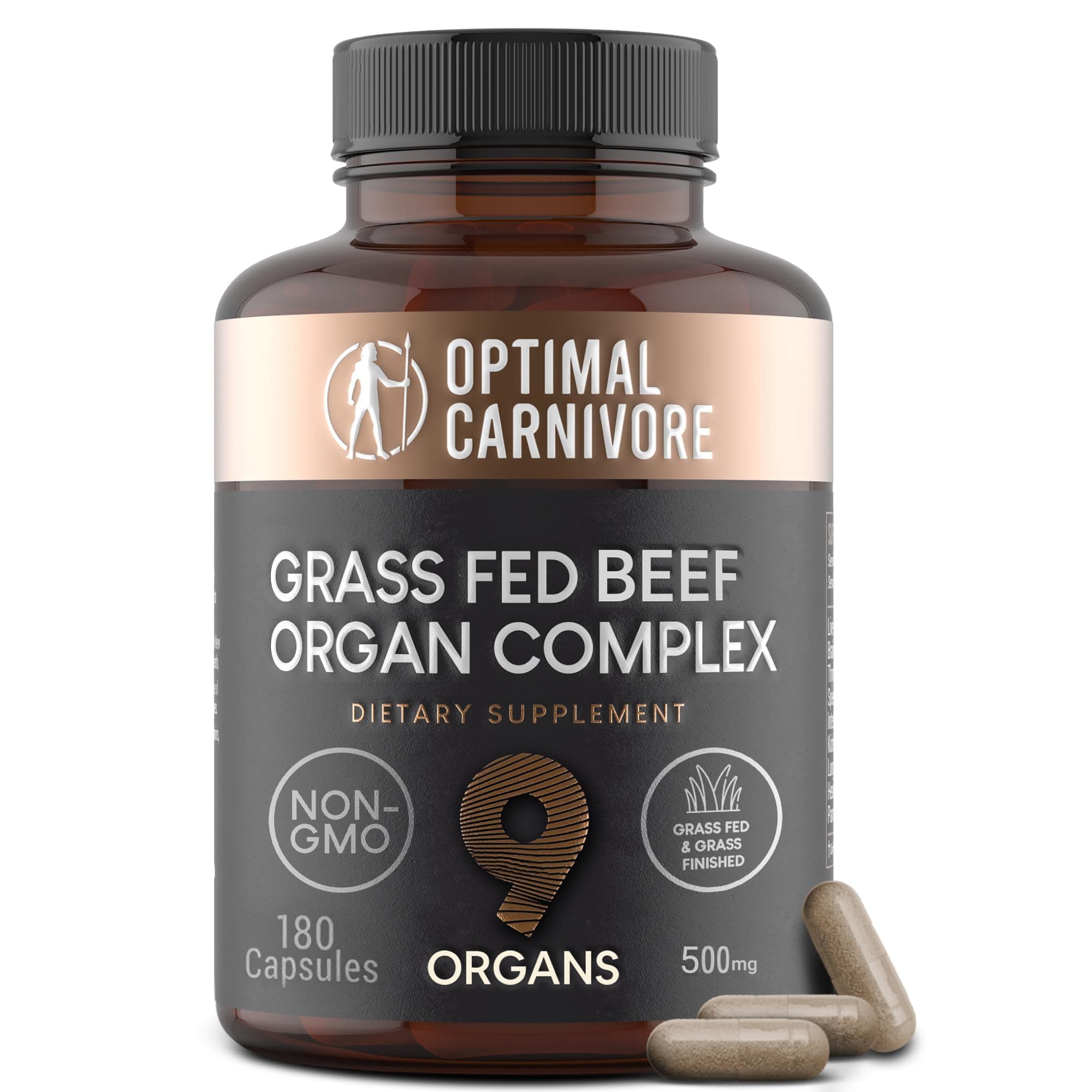 Grass Fed Beef Organs, Beef Organ Capsules, Beef Organ Supplement, Organ Supplement Grass Fed, Organ Meat Capsules, Grass Fed Organ Complex - 9 Organs - Beef Liver, Brain, Thymus, Lung, Gallbladder