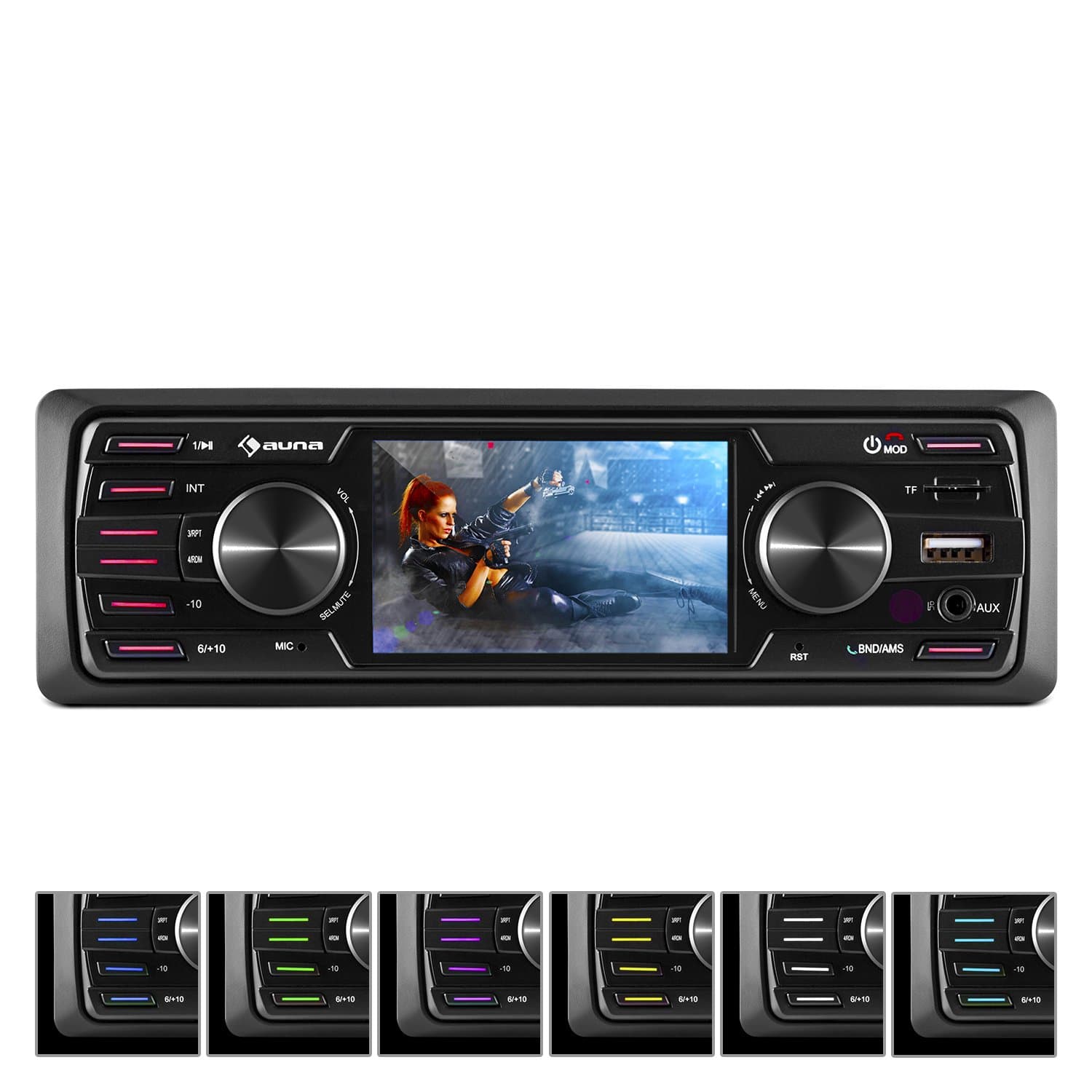 AUNA MD-550BT Car Radio - Moniceiver, Deckless, BT, Front USB, mini-SD Inputs, 3" TFT, AUX, FM, PLL Tuner, RDS, Remote Control, Multimedia, MOSFET Amplifier, Suitable for Cockpit, Black