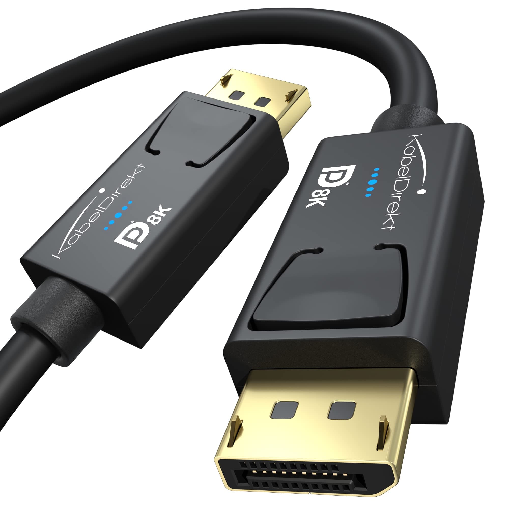 KabelDirekt – 2m DisplayPort cable, DP 1.4, VESA-certified (8K at 60Hz, 144Hz, HDR10 ideal for gaming monitors, FreeSync/G-SYNC, officially tested to VESA standards, black)