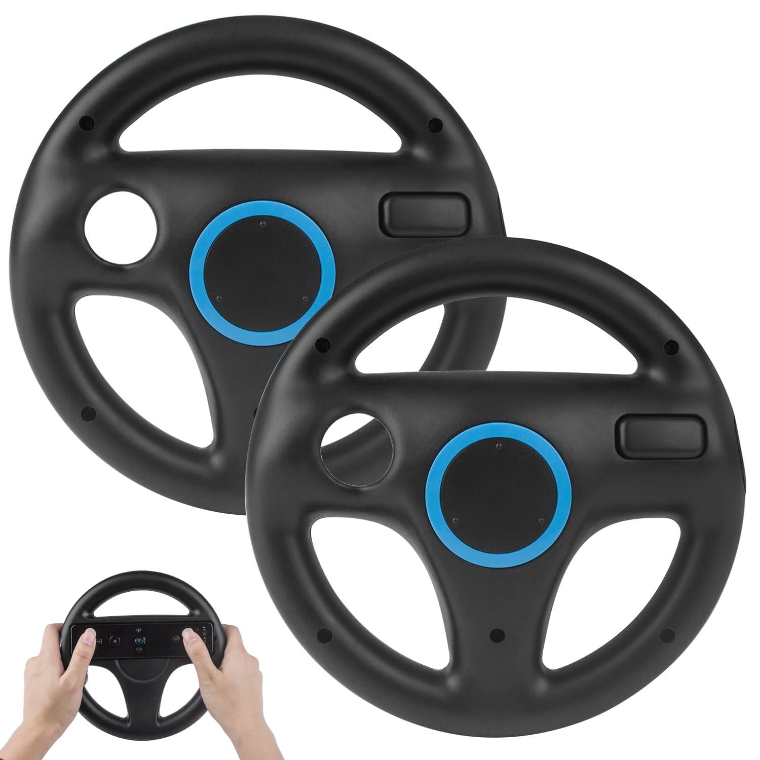 2Pack Mario Kart Wii Racing Wheels, Beinhome Wii Steering Wheel for Nintendo Wii or Wii U Racing Games
