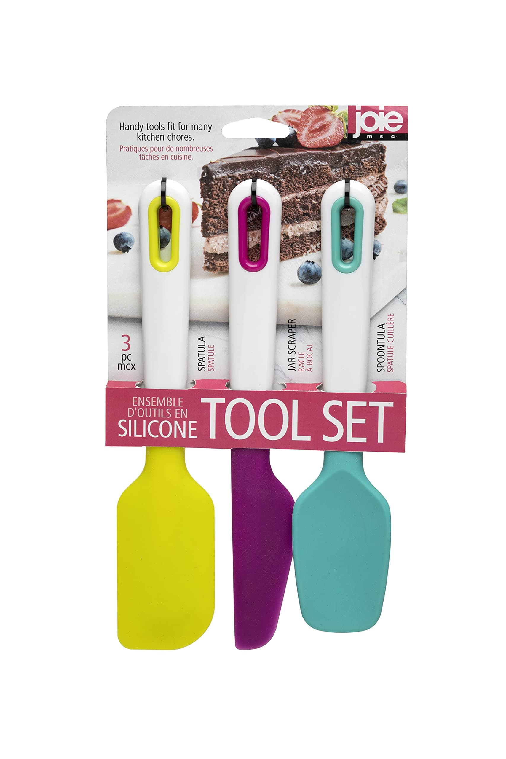 Joie Silicone Baking Spatula Set – 2-Piece Non-Scratch, BPA-Free Silicone Spatulas for Mixing, Scraping & Spreading, Multicolor