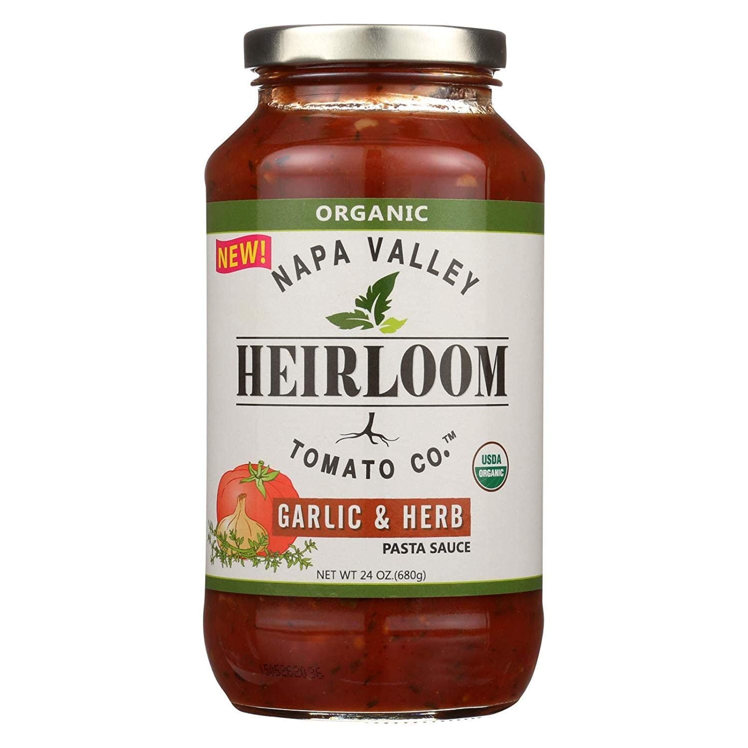 Napa Valley Heirloom Tomato Co, Pasta Sauce, Og2, Garlic, Herb, Pack of 6, Size - 24 OZ, Quantity - 1 Case
