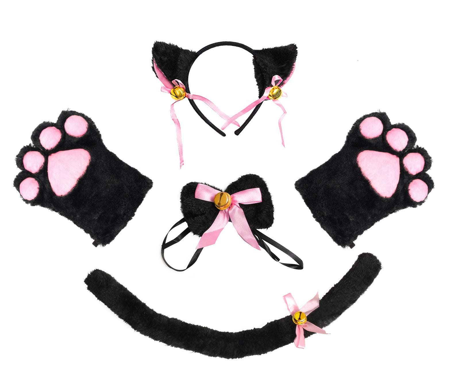 Beelittle Cat Cosplay Costume Accessories Kitten Ears Tail Collar Paws for Women Girl Halloween Dress Up