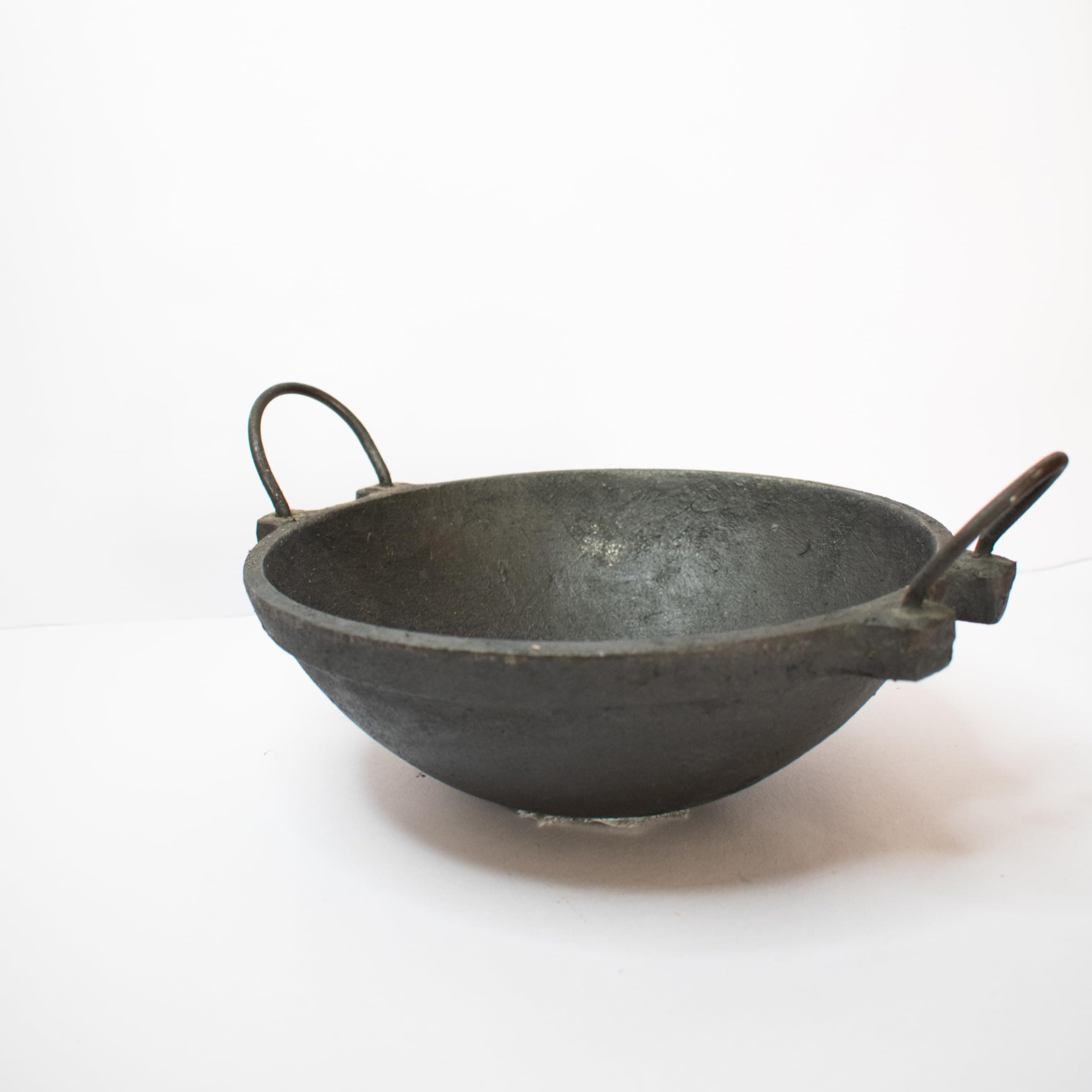 Zishta Cast Iron Kadai - Small | Ideal for Deep Frying & Cooking | Pre Seasoned | Naturally Nonstick, Toxin-Free | Diameter