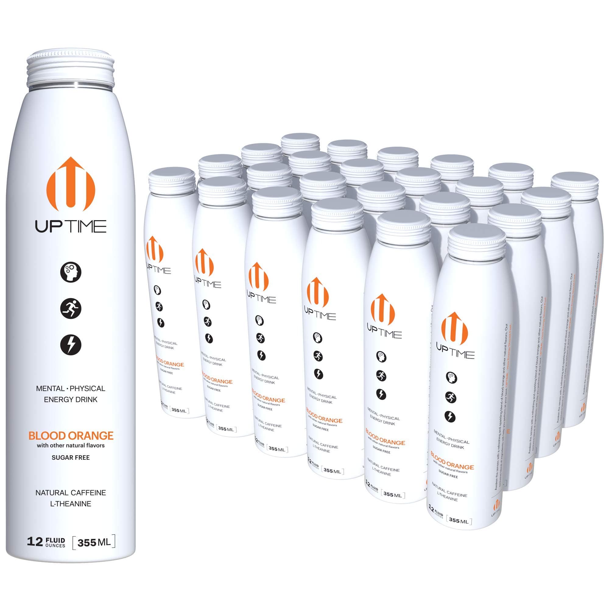 Premium Energy Drink, Blood Orange - Sugar Free, 12oz Bottles, (Case of 24), Better for You, Natural Caffeine, Sparkling