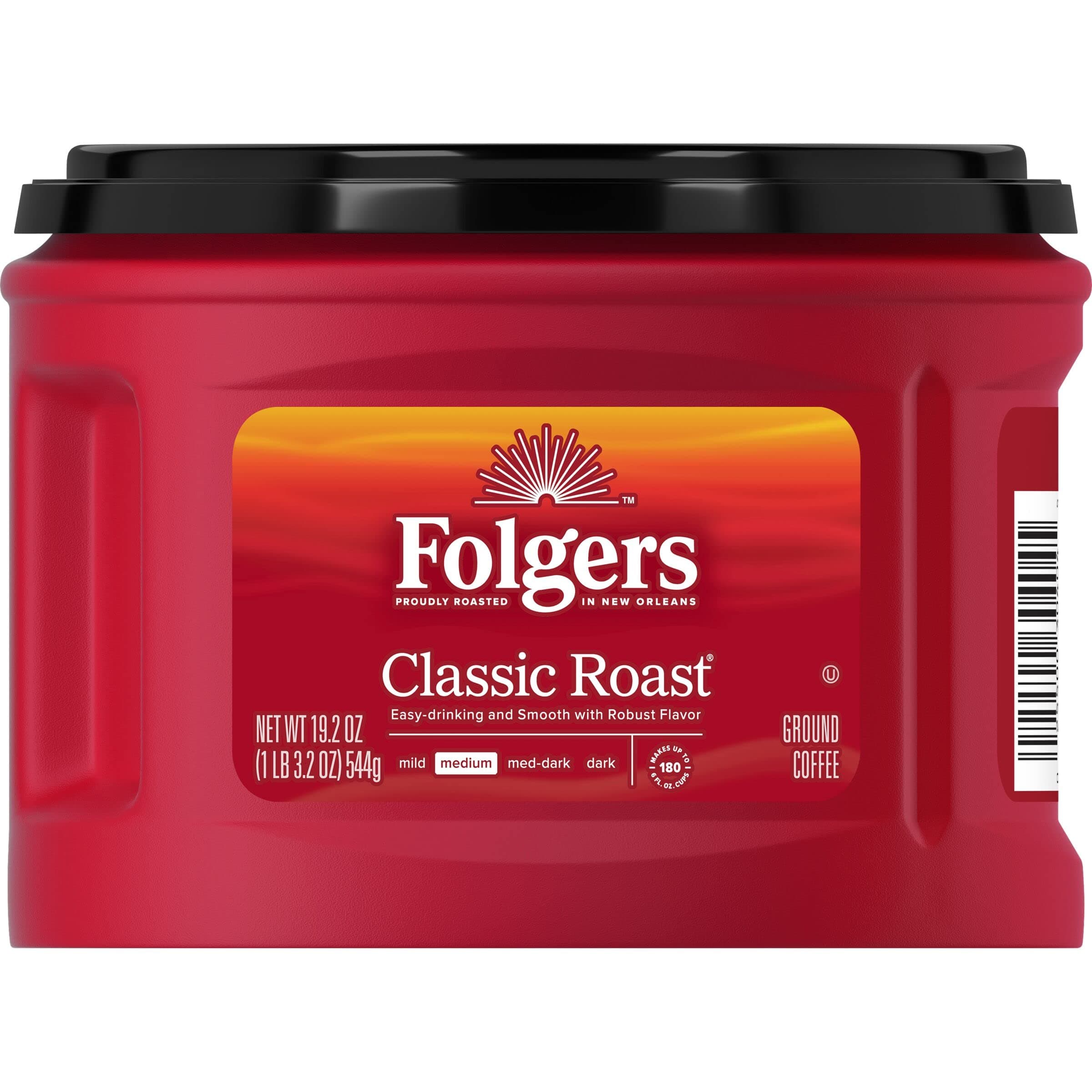 Folgers Classic Roast Medium Roast Ground Coffee, 19.2 Ounces (Pack of 6)