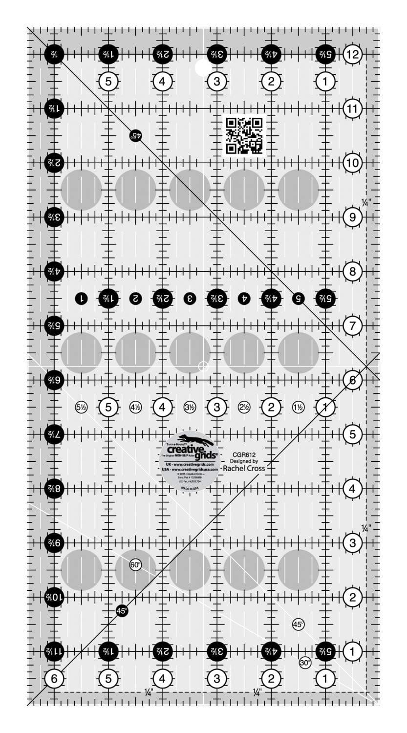 Creative Grids Quilt Ruler 6-1/2in x 12-1/2in - CGR612
