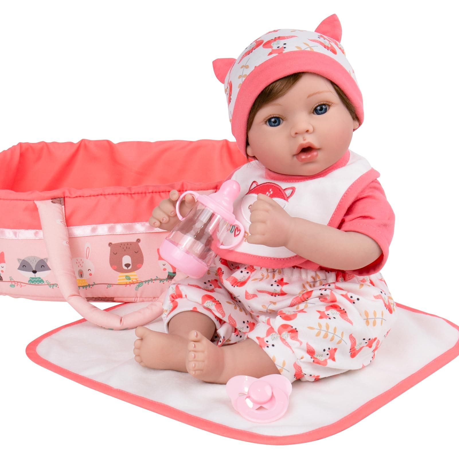 AoriReborn Baby Doll Girl Realistic - 18 inch Lifelike Newborn Dolls with Bassinet, Real Life Baby Girl Dolls, Gift for Kids, Grandparents