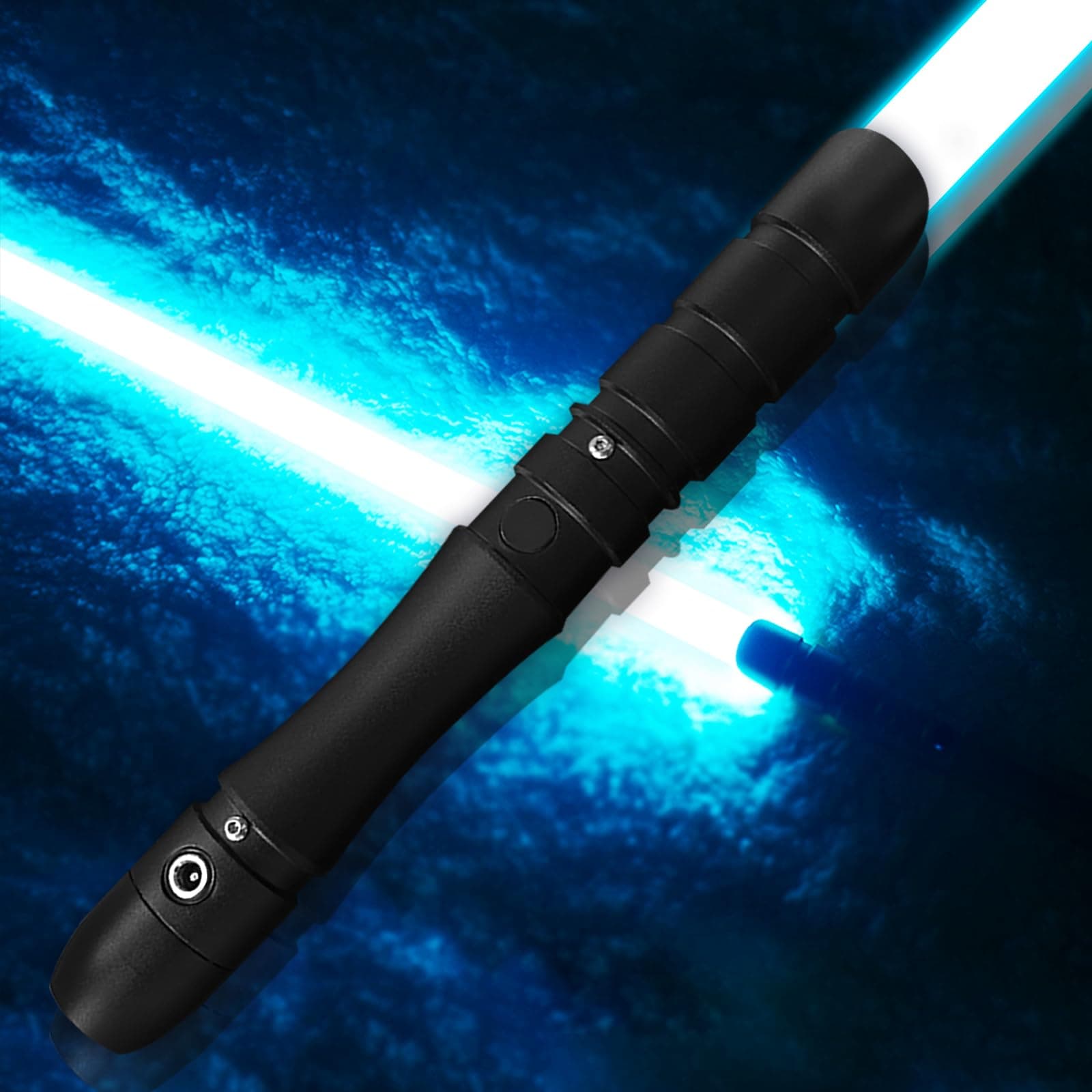 Dueling Lightsaber,Fx Light Sabers for Jedi Sith,Aluminum Black Hilt Series Led Light-up Sword,Smooth Swing,Support Realistic Dueling (38.2inch-Iceblue)