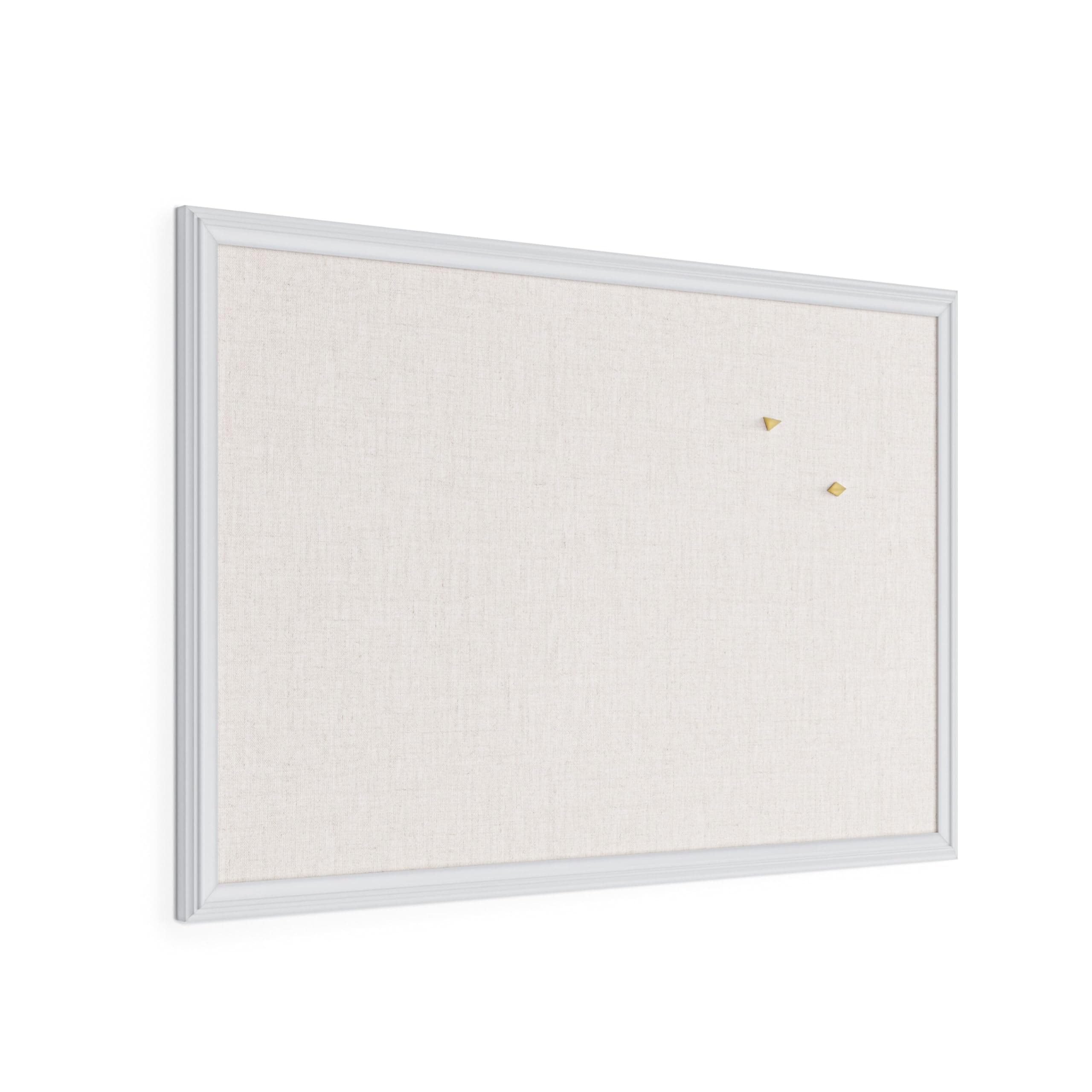 U Brands Cork Board, Farmhouse Linen Pin Board 76x51 cm with White Wood Style Frame, Includes Push Pins, Wall Notice Board for Home, Office, School, Vision Boards