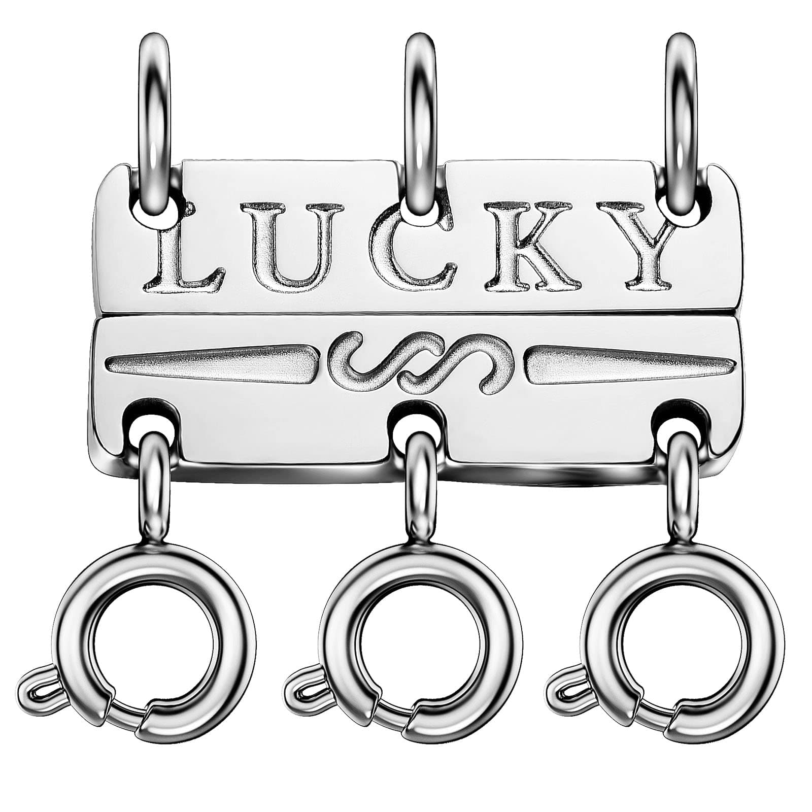 OHINGLT Lucky Necklace Layering Clasps Separator for Stackable Necklaces Chains,18K Gold and Silver Plated Multiple Necklace Clasps and Closures for Women Girl