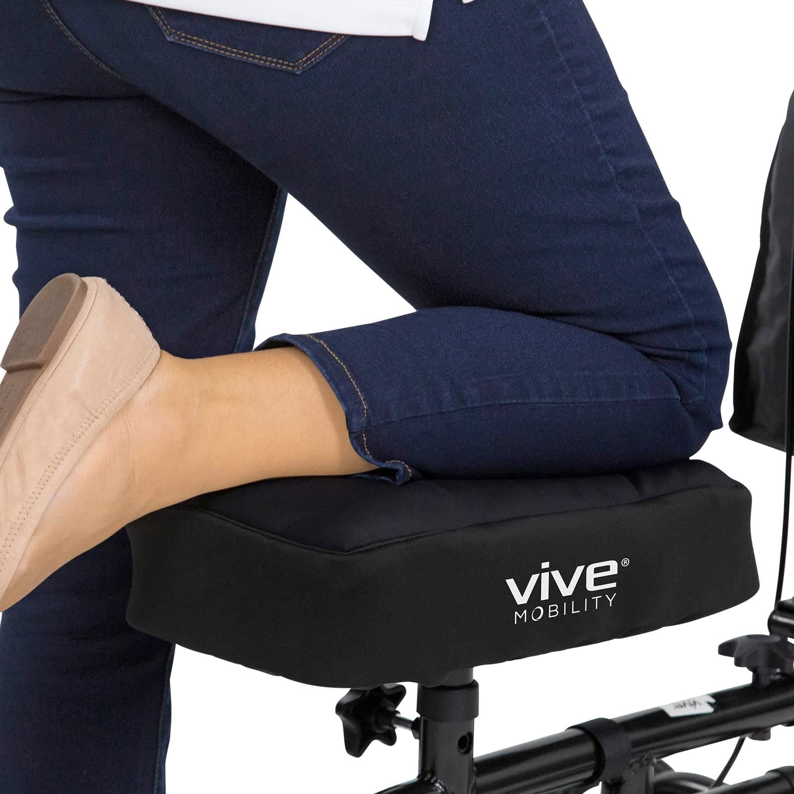 Vive Mobility Knee Scooter Pad - Accessories Cushion Cover for Comfort (Memory Foam) - for Broken Leg Crutch Cart Roller, Injuries, Surgery, Broken Foot, Ankle Injury, Replacement, Universal (Black)