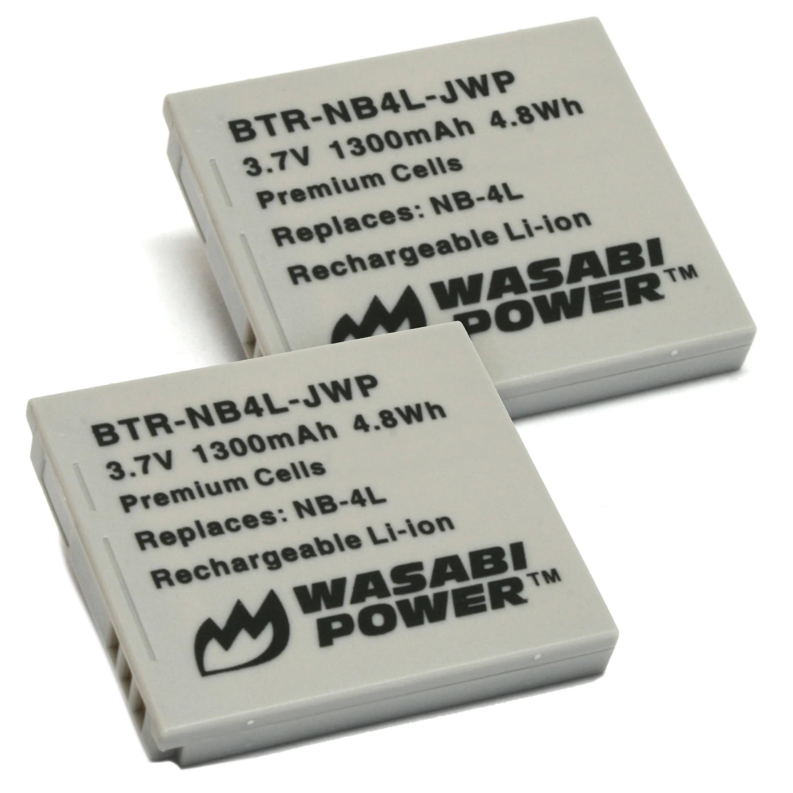 Wasabi Power Battery for Canon NB-4L (2 Pack) and Canon PowerShot SD 400, 430, 450, 600, 630, 750, 780 is, SD940 is, 960 is, SD1000, SD1100 is, 1400 is, TX1, ELPH 100 HS, 300, 310, 330 HS, VIXIA Mini