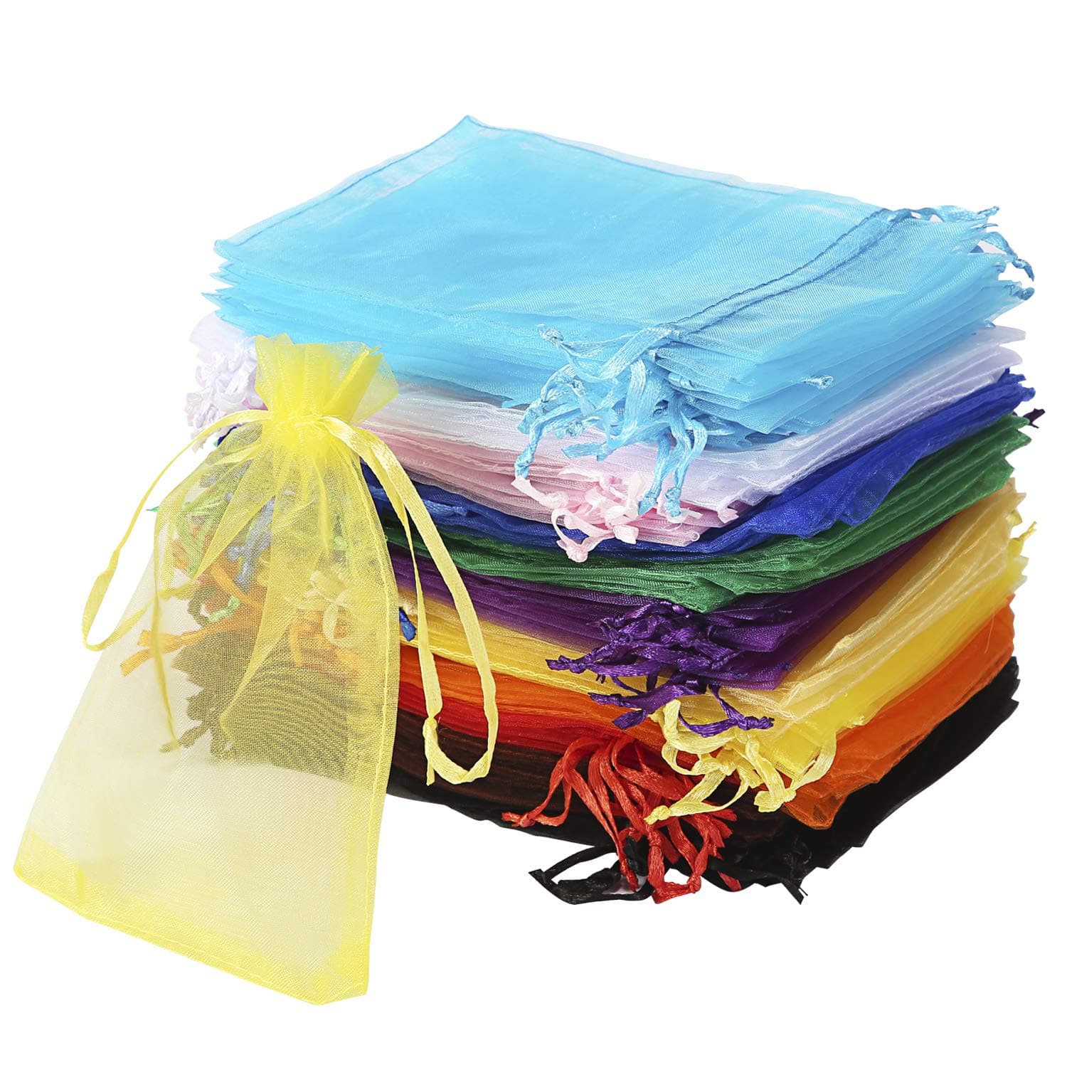 Wanap Organza Bags, 120pcs 10x15cm Wedding Favour Bags Party Gift Bags, 12 Colors Jewellery Bags
