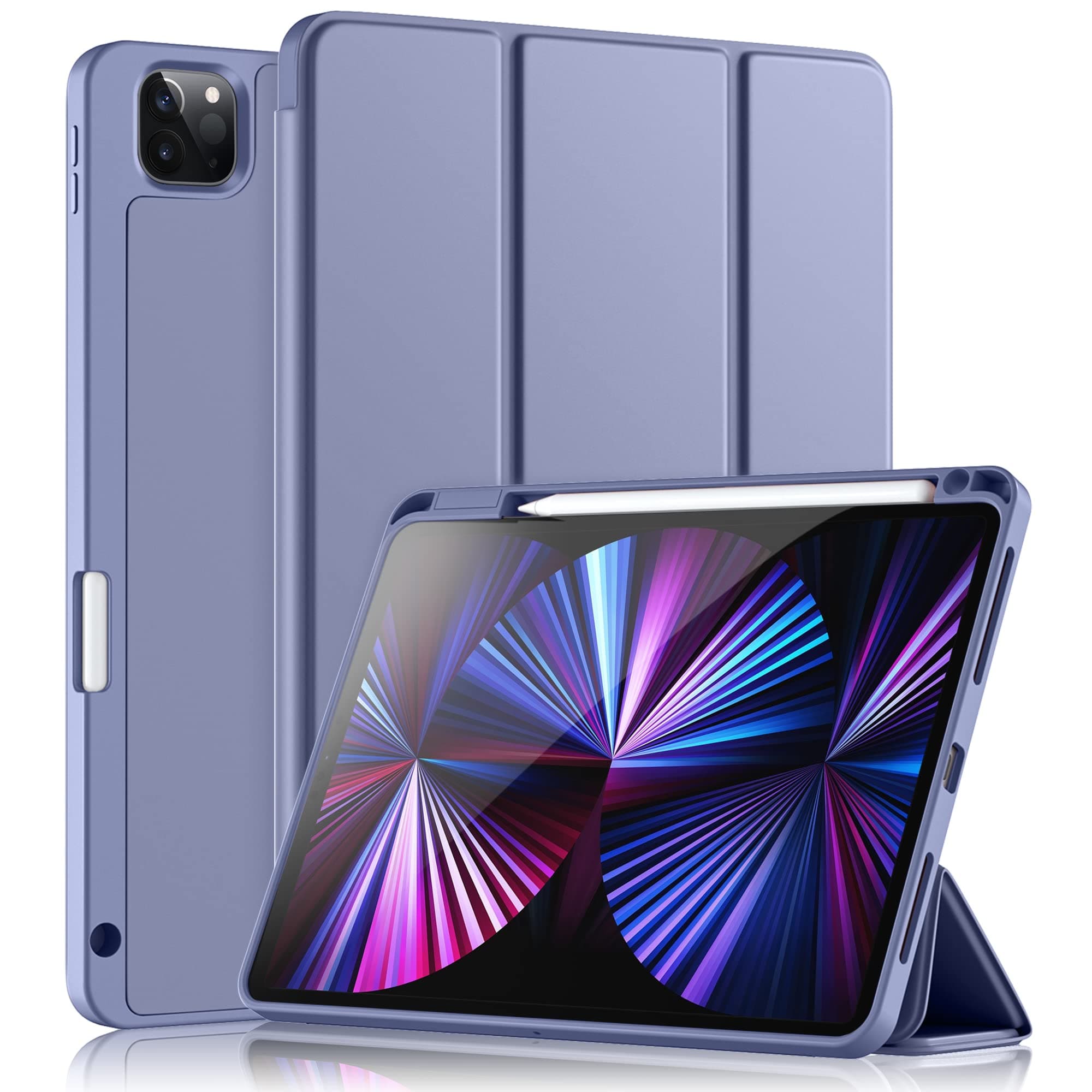 Wenlaty Compatible with iPad Pro 11 Inch Case 4th/3rd/2nd Generation with Pencil Holder, for iPad 11 Pro Case 2022/2021/2020, Trifold Slim Protective Cover with Soft TPU, Auto Wake/Sleep, Blue Gray