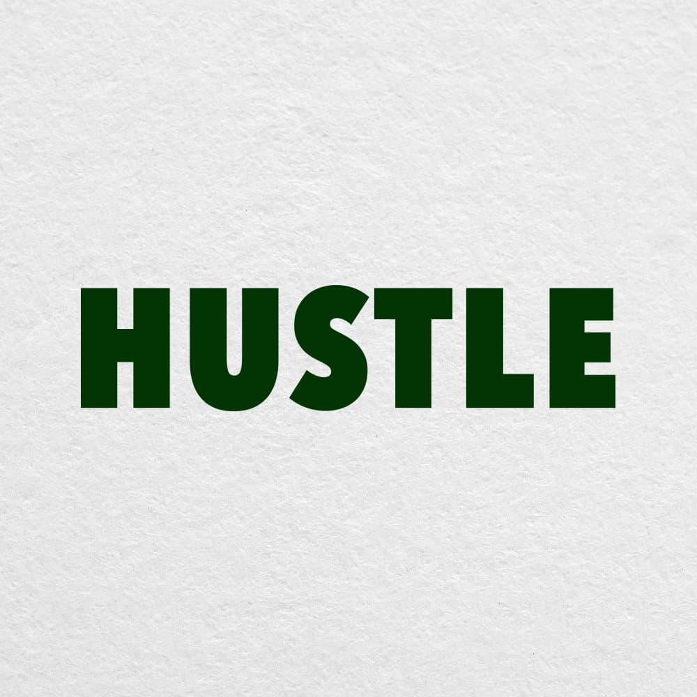 Hustle Typography - 5" Wide Dark Green Decal - for MacBook, Car, Laptop, or Anything!