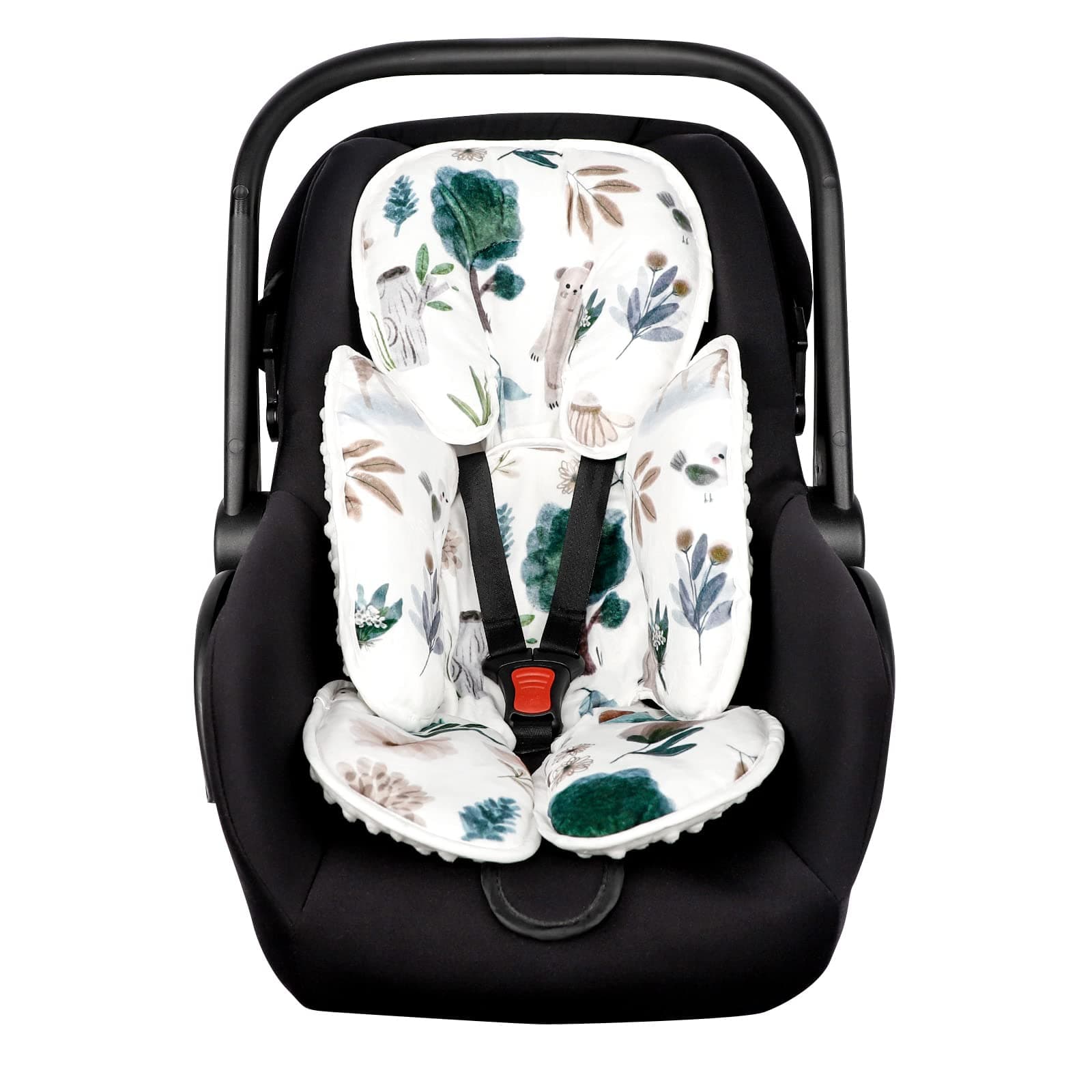 2 in 1 Infant Car Seat Insert, Car Seat Head Support Baby Girls Boys, Soft Newborn Carseat Insert Cushion, Perfect for Carseats, Strollers, Swings (White Animals)