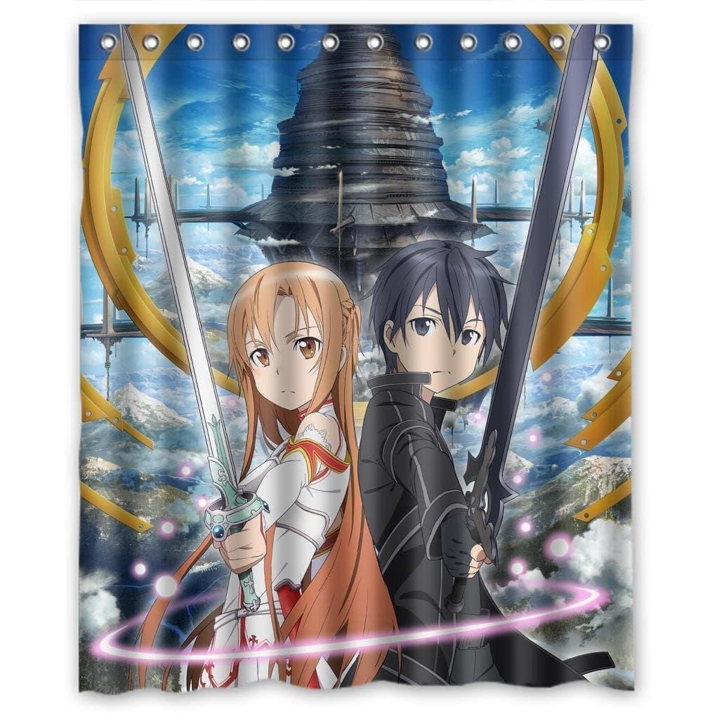Sword Art Online Cartoon Anime Waterproof Shower Curtain 60(w) x 72(h)