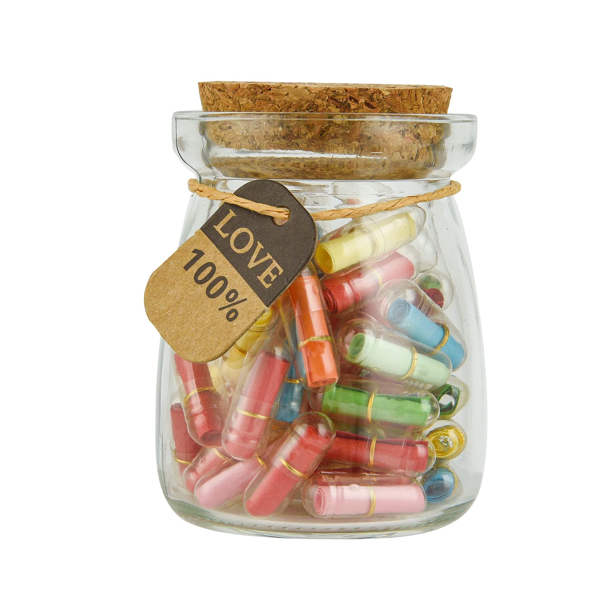 50PCS Love Capsules in a Glass Bottles Cute Message Capsules Pills for Boyfriend/Girlfriend & Birthday Christmas Anniversary Graduation Mother's Day Gift