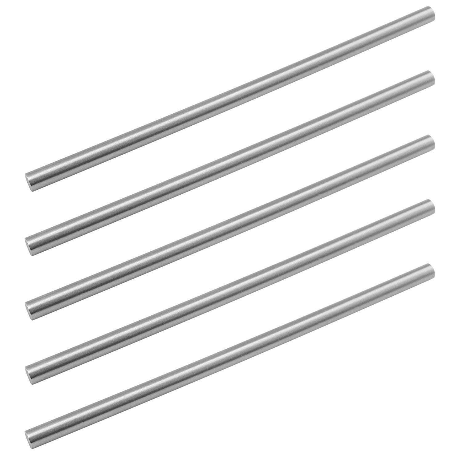 4mm x 100mm Stainless Steel Model Straight Metal Round Shaft Rods, 5 Pieces