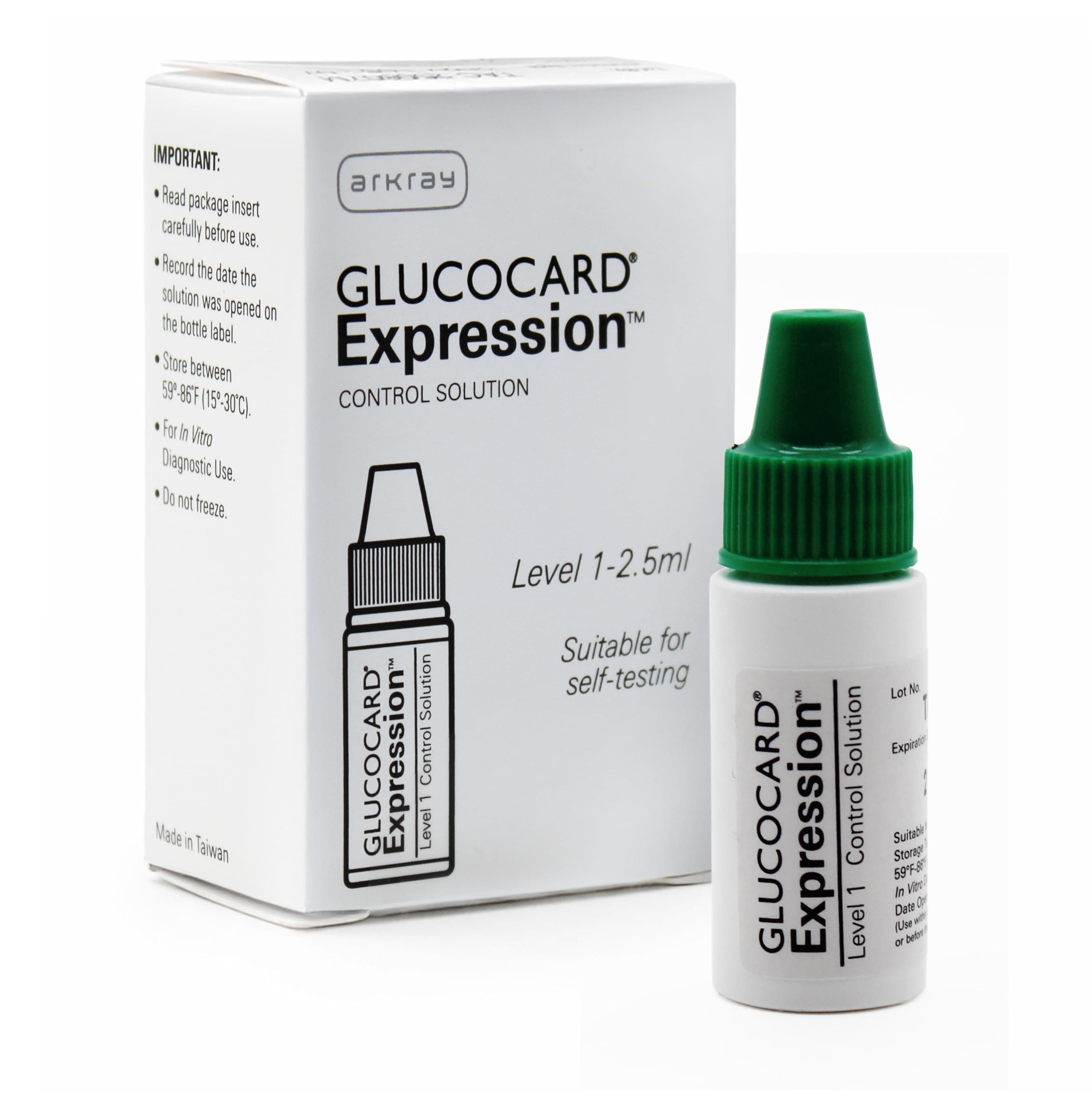 ARKRAY GLUCOCARD Expression Control Solution for Glucose Meter, Level 1 – Accuracy Check for Blood Glucose Meter and Test Strips, 2.5 ml Vial, 1 Count