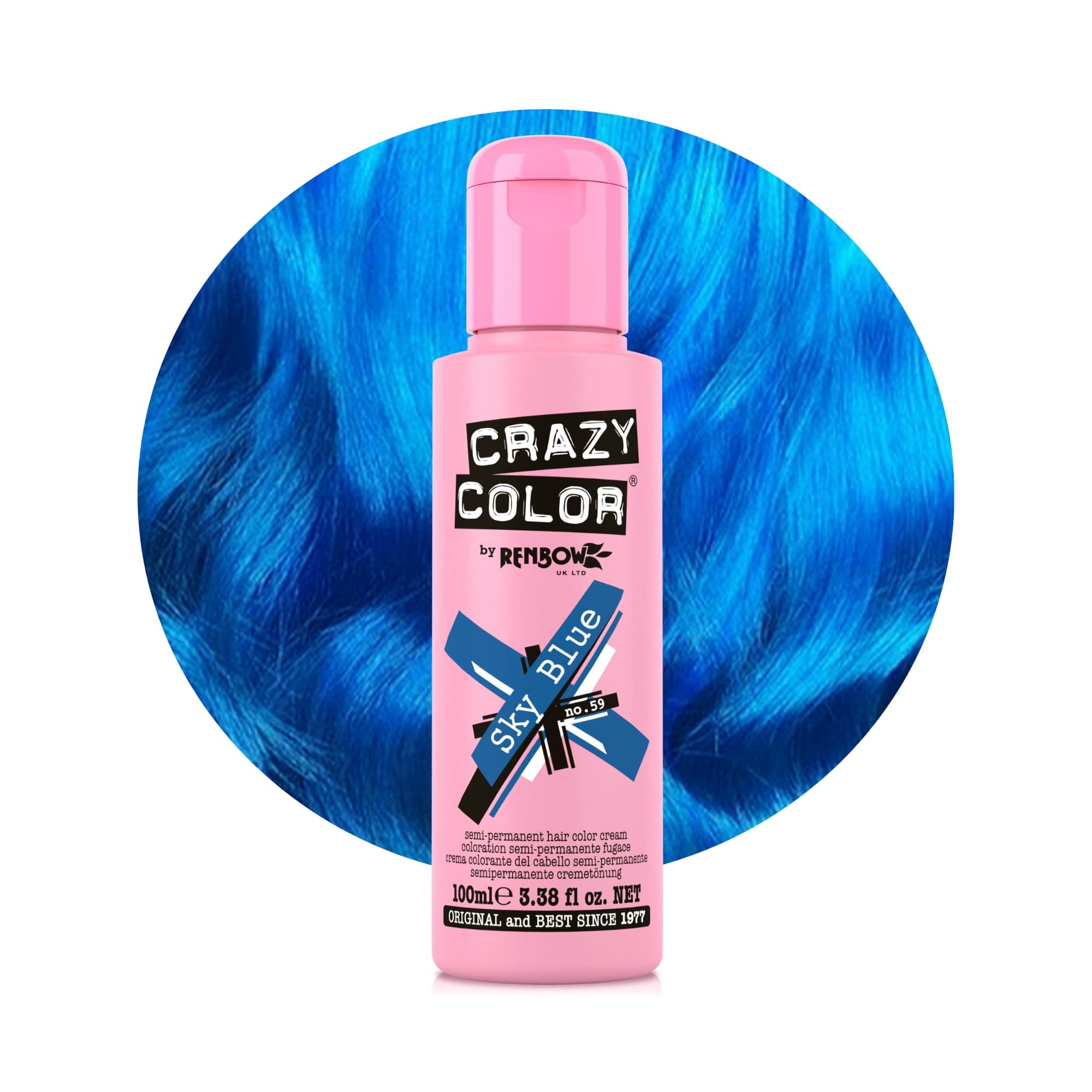 Vibrant Sky Blue Semi-Permanent Hair Dye. Highly Pigmented Cobalt Blue Conditioning & Oil Nourishing Vegan Formula | No Bleach or Ammonia | 100ml