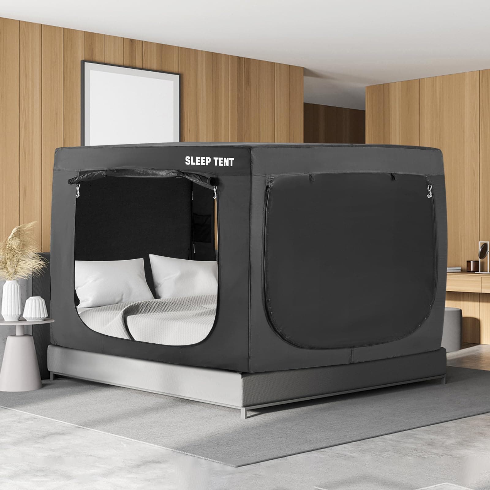 BORNA Bed Tent Bed Canopy, Portable Sleeping Tents Dream Tents Indoor for Kids and Adult, Breathable Privacy Space on Bed with Three Doors (Mattress Not Included)