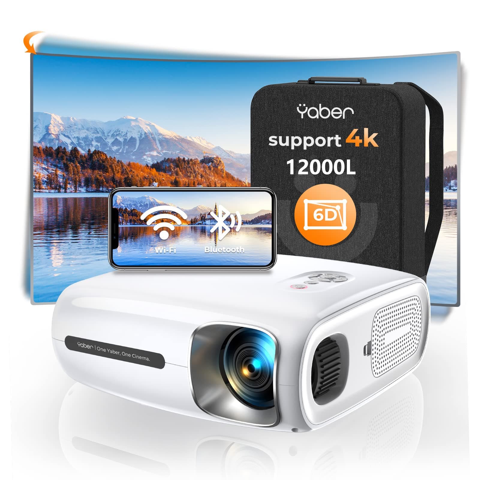 YABER Pro V7 9500L 5G WiFi Bluetooth Projector, Native 1080P 4K Support, Auto 6D Keystone Correction & 4P/4D, HD Movie Home & Outdoor Video for iOS/Android/TV Stick
