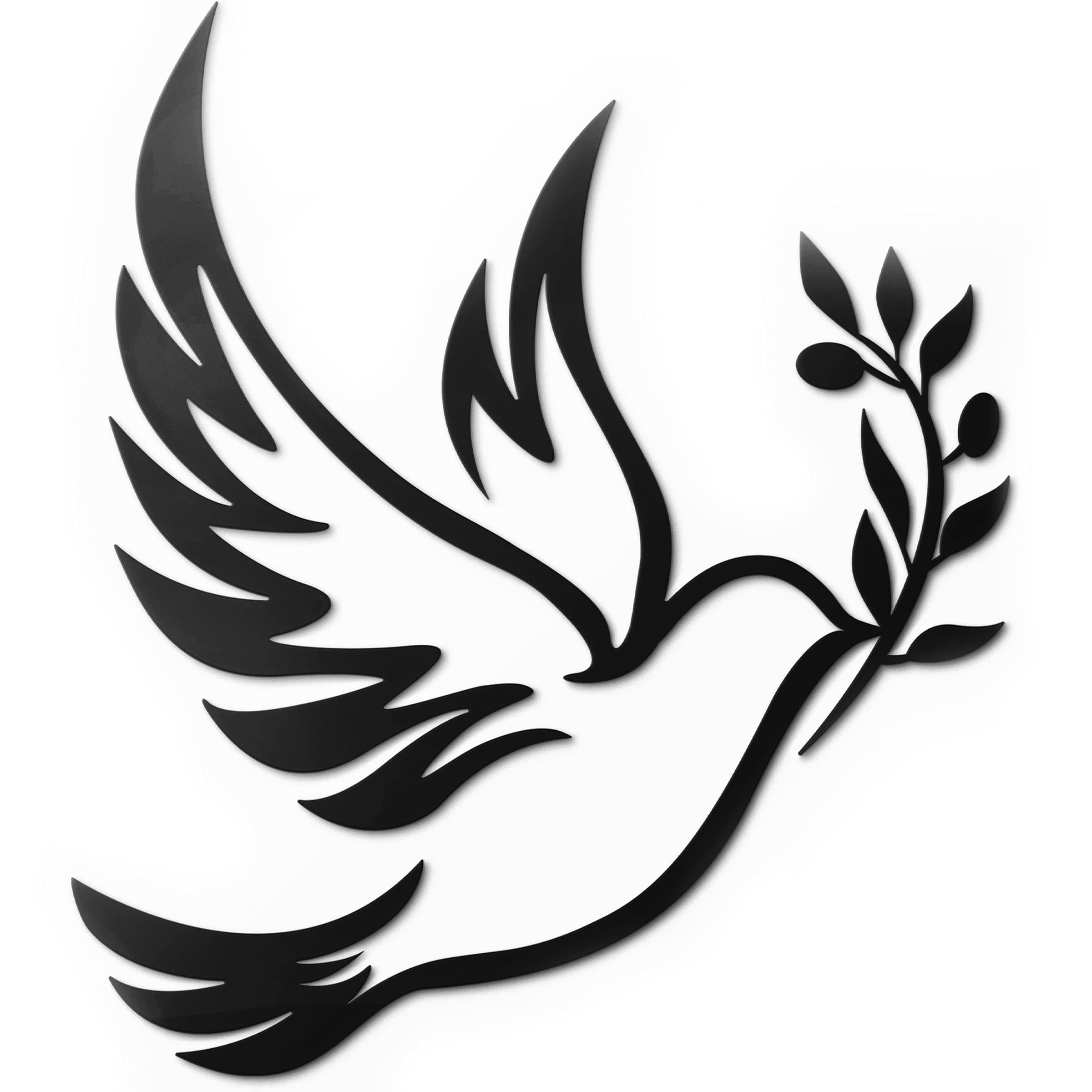 Vivegate Dove of Peace Olive Branch Metal Wall Art – Olive Branches Peace Black Outline White Dove Metal Wall Decor (Medium - 13"X11", Dove)