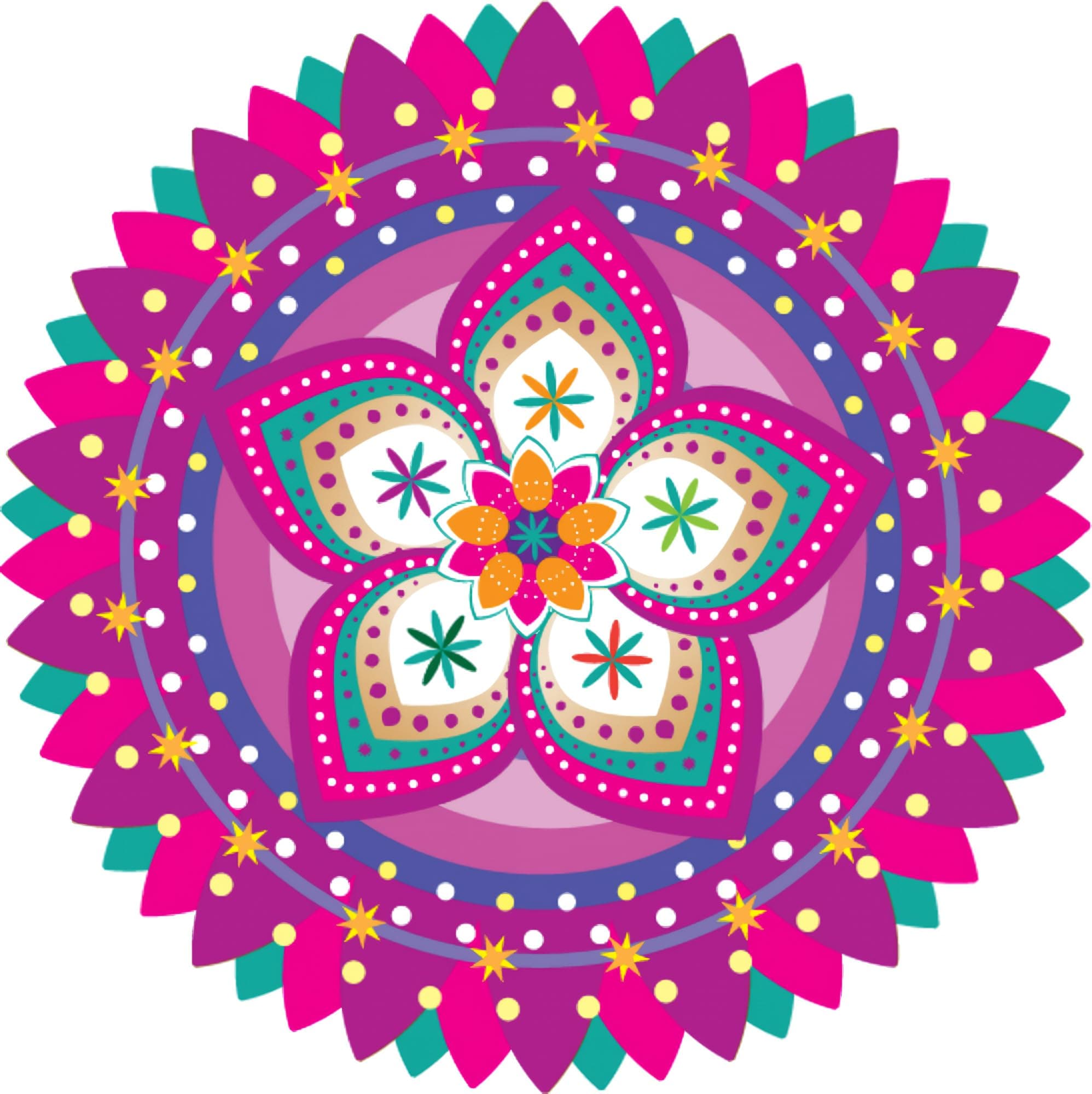 WallDaddy Rangoli Stickers for Door Entrance (Size-40x40Cm) Self Adhesive Rangoli Stickers for Pooja Room | Rangoli for Diwali Decoration Wall Stickers Pink Design Rangoli Stickers for Floor-Vinyl