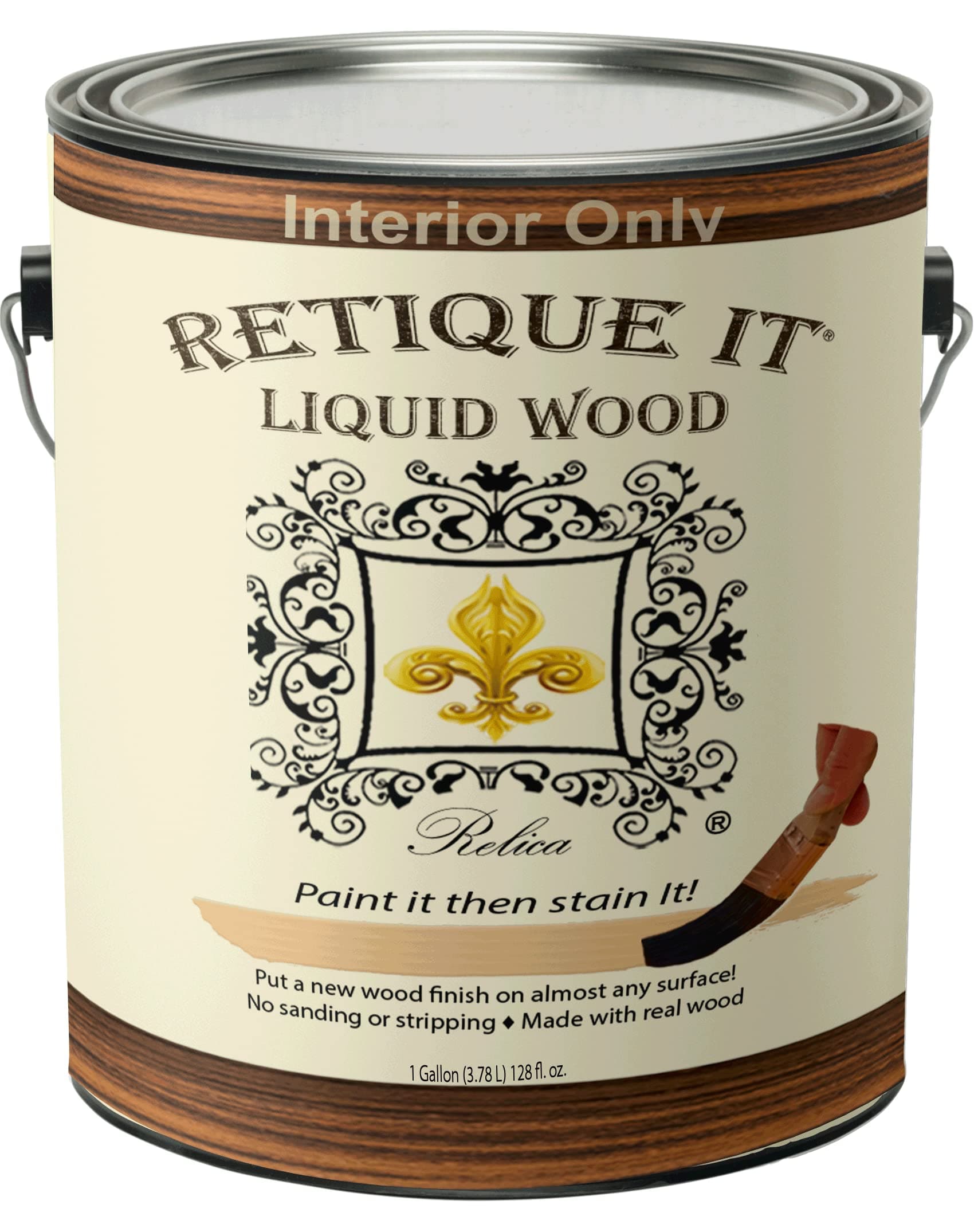 Liquid Wood Coatings - Stainable Primer - Paint It Then Stain it (128 oz, 1 Light Wood)