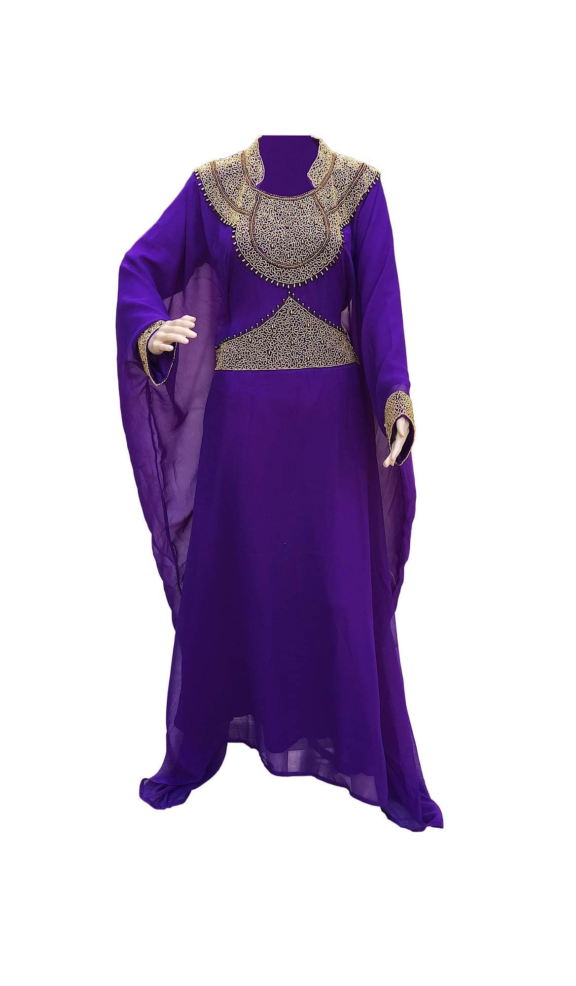 Royal Purple Moroccan Caftan Maxi Gown Formal wear Evening Dress Plus Size