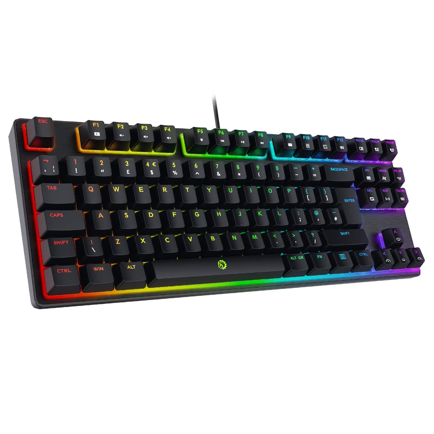 DREVO Tyrfing 88 Key V2 UK Layout RGB Backlit Mechanical Gaming Keyboard Tenkeyless - Programming Macro- Media Control - Software Support - Outemu Linear [Brown Switch, Black]
