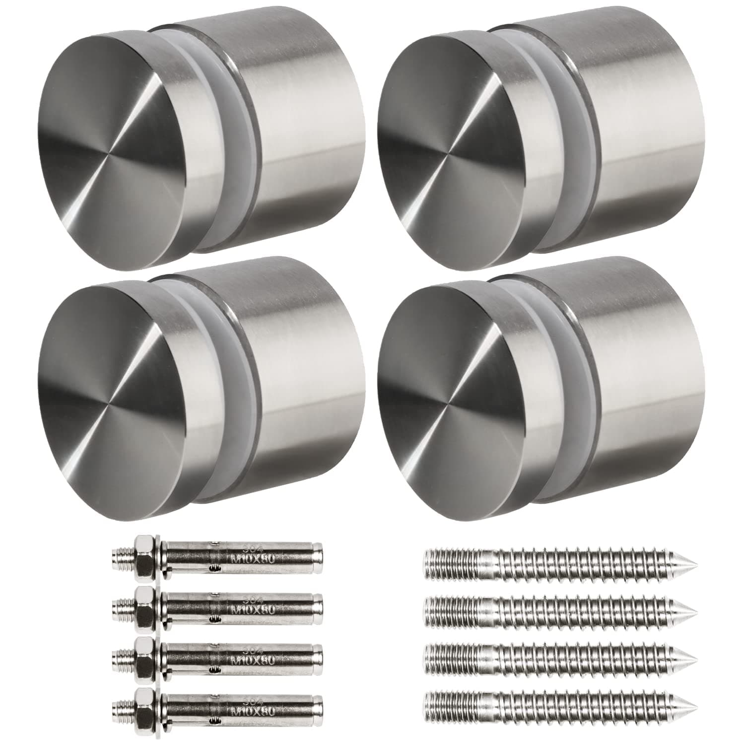 LukLoy SS316 高耐久ガラス手すり スタンドオフ 大型 直径2インチ ガラスピン バルコニー 階段 手すりガラス (4個パック)