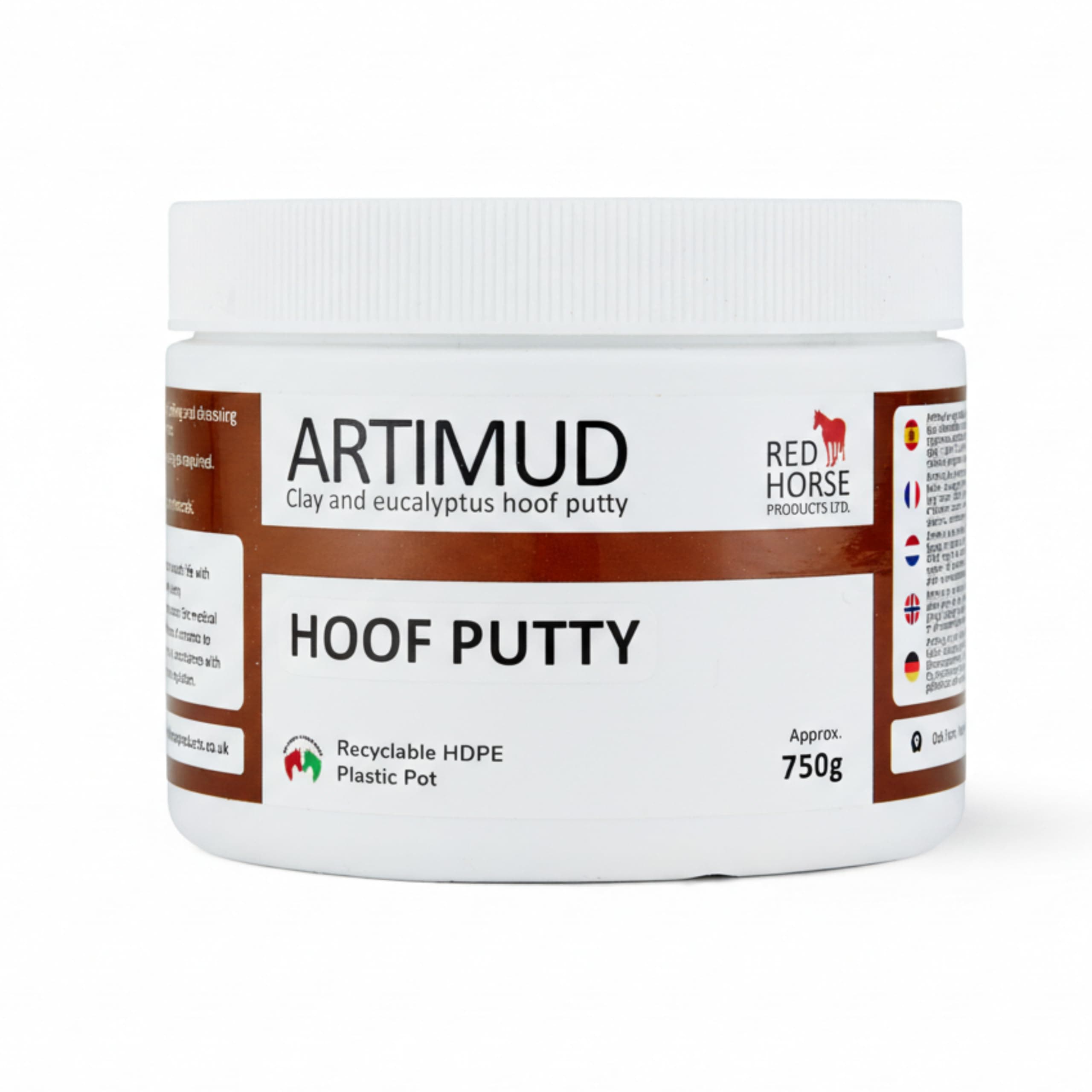 Artimud - Horse Hoof Putty | Thrush Treatment | 26.5 oz (750g) | Eucalyptus Horse Hoof Clay | Equine Frog & Sole Protection | Red Horse Products | Natural Hoof Mud | Non-caustic | All Equines