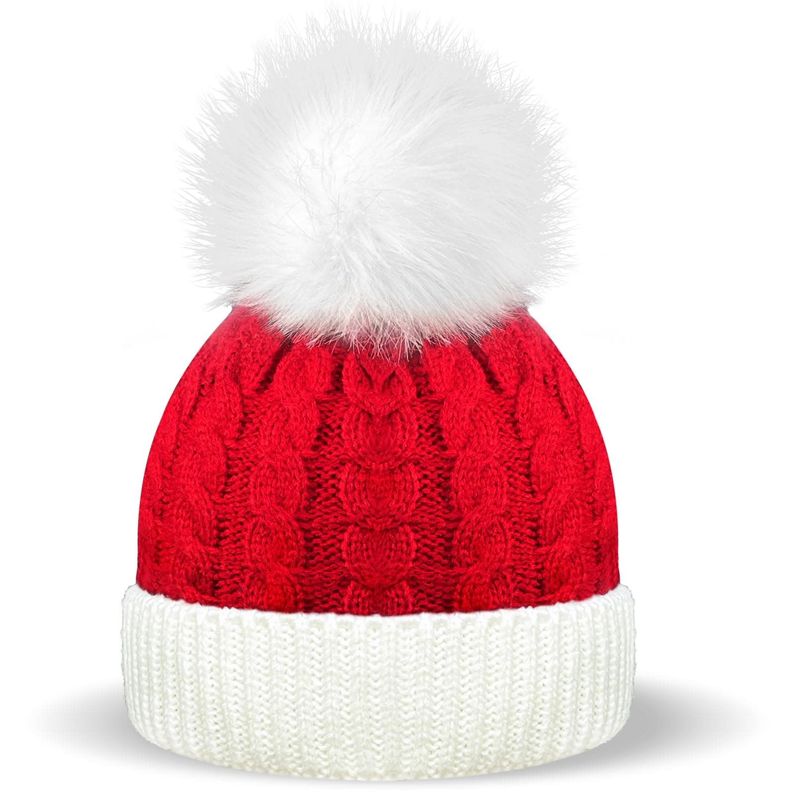 Christmas Santa Knitted Hat for Baby, Xmas Newborn Santa Hat for Kids, 0 to 3 Years Old Red