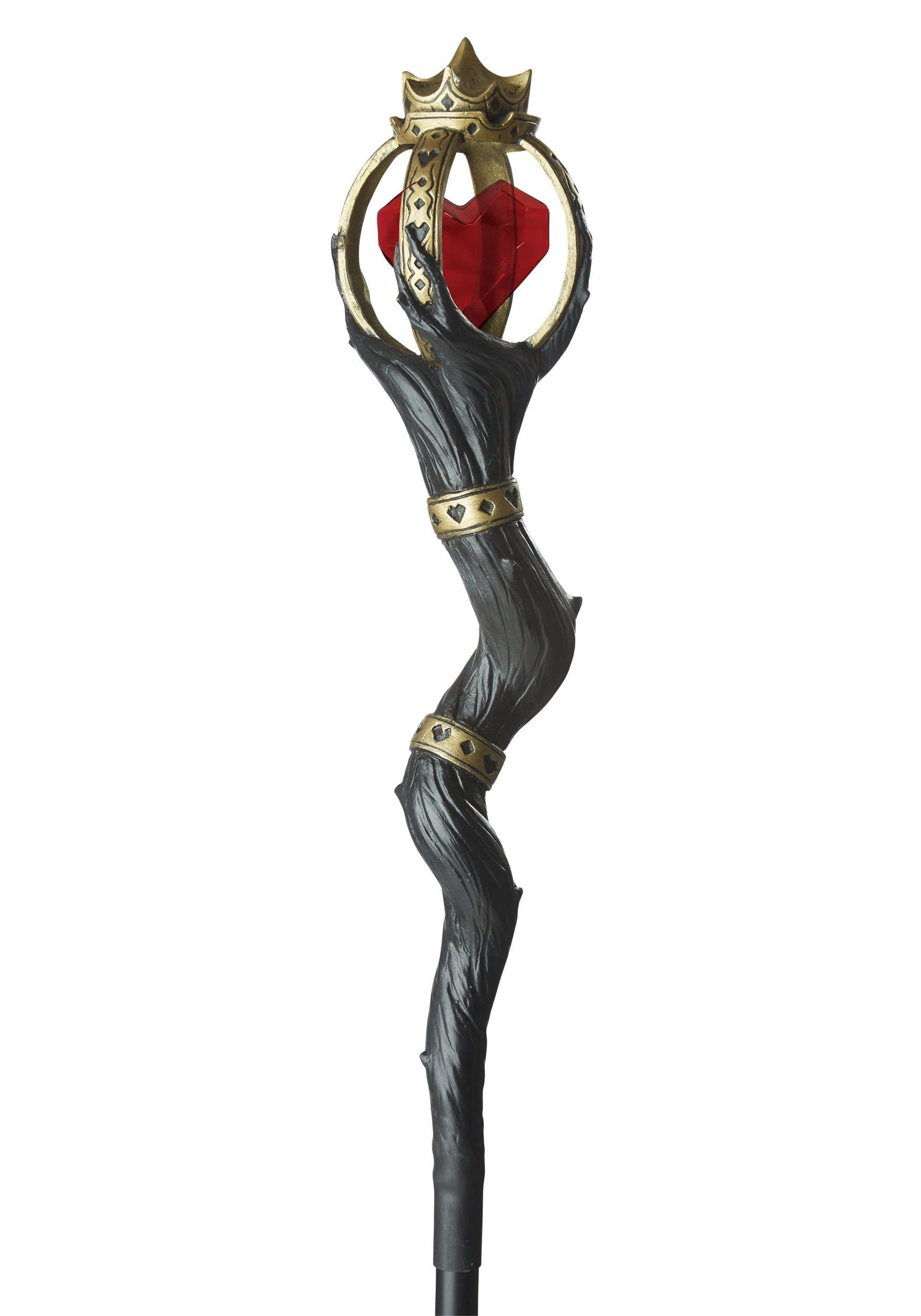 Women Queen of Hearts Staff, Black/Red/Gold, One Size