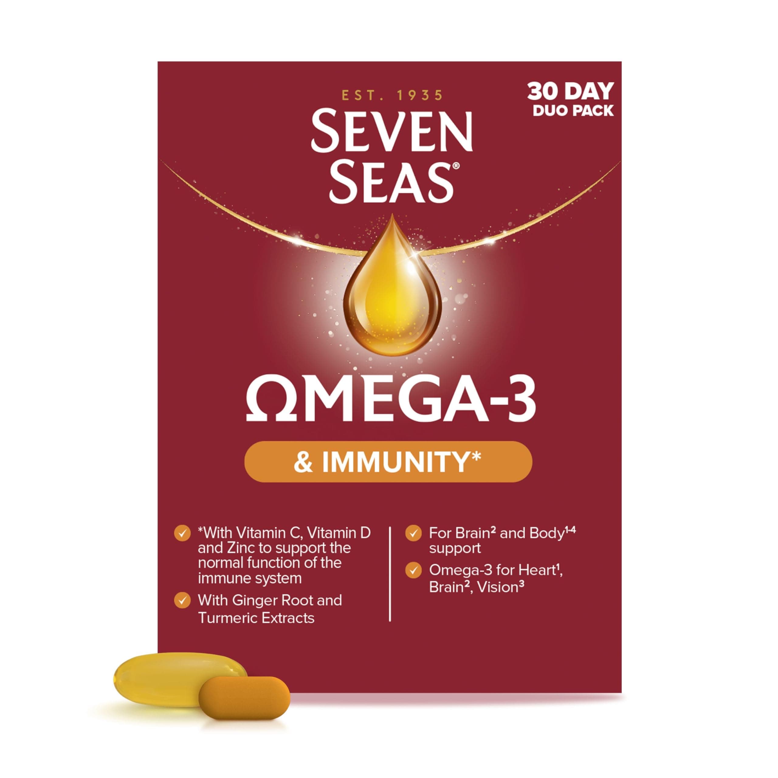 Omega-3 Fish Oil and Immunity, With Vitamin C, Vitamin D, Duo Pack: 30 Capsulesplus30 Tablets