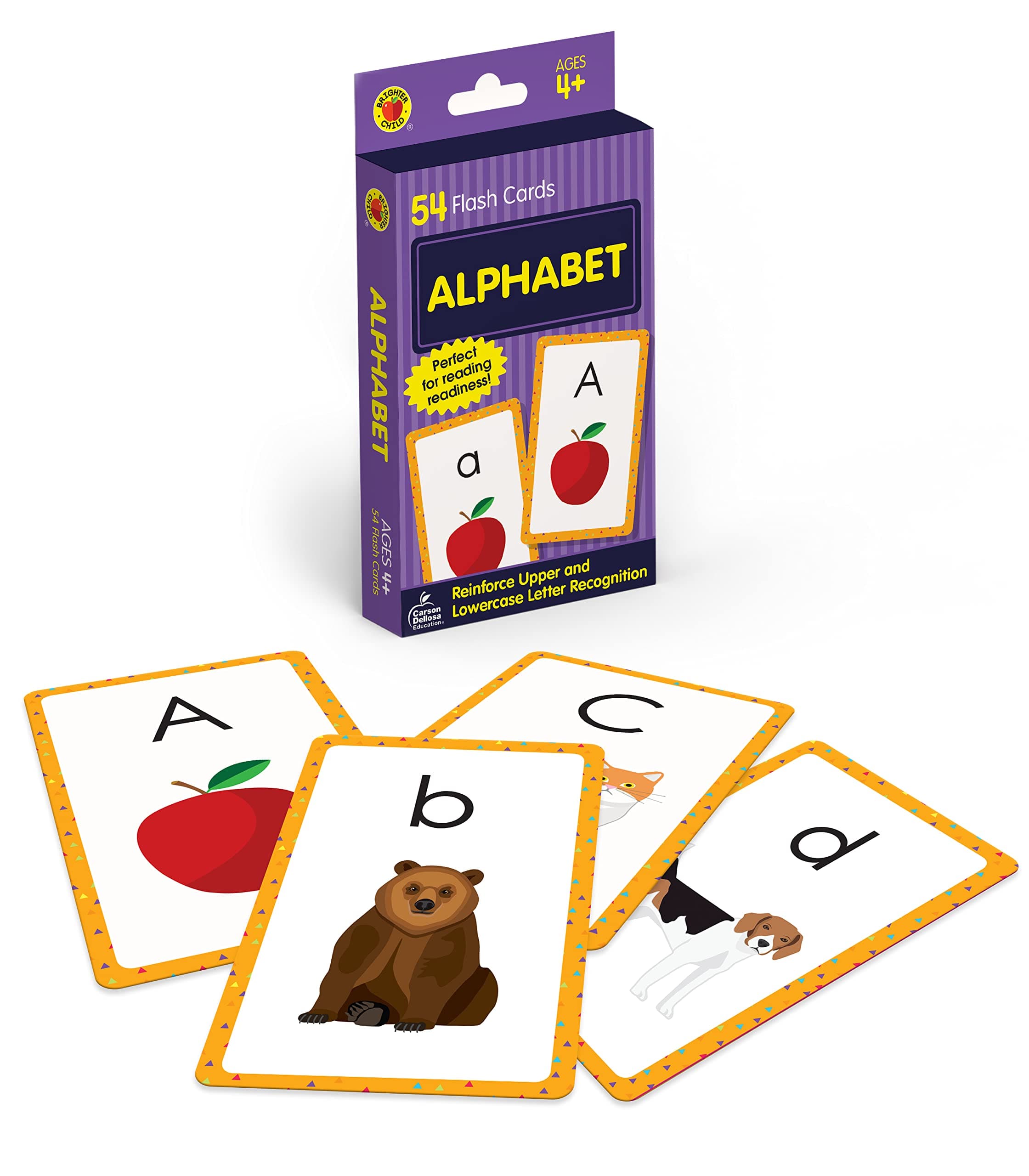 Carson Dellosa 54 Alphabet Flash Cards, abc Letter Recognition Flashcards for Toddlers 3-5 Years, Preschool and Kindergarten Learning Activities and Phonics Games