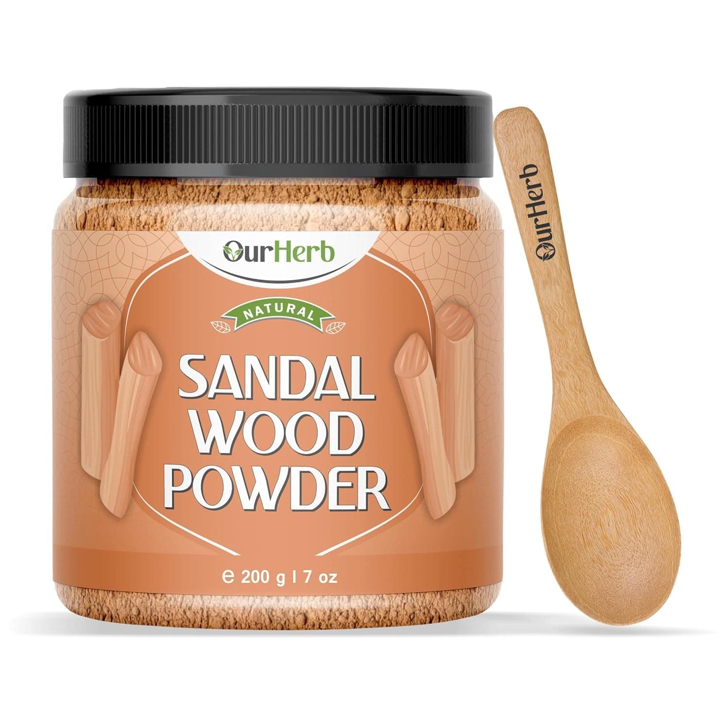Organic Sandalwood Powder Face Pack for Glowing Skin & Tan Removal - Pure, Natural Effective Facial Treatment with Santalum Album Chandan Powder, Includes Wooden Spoon - 200g