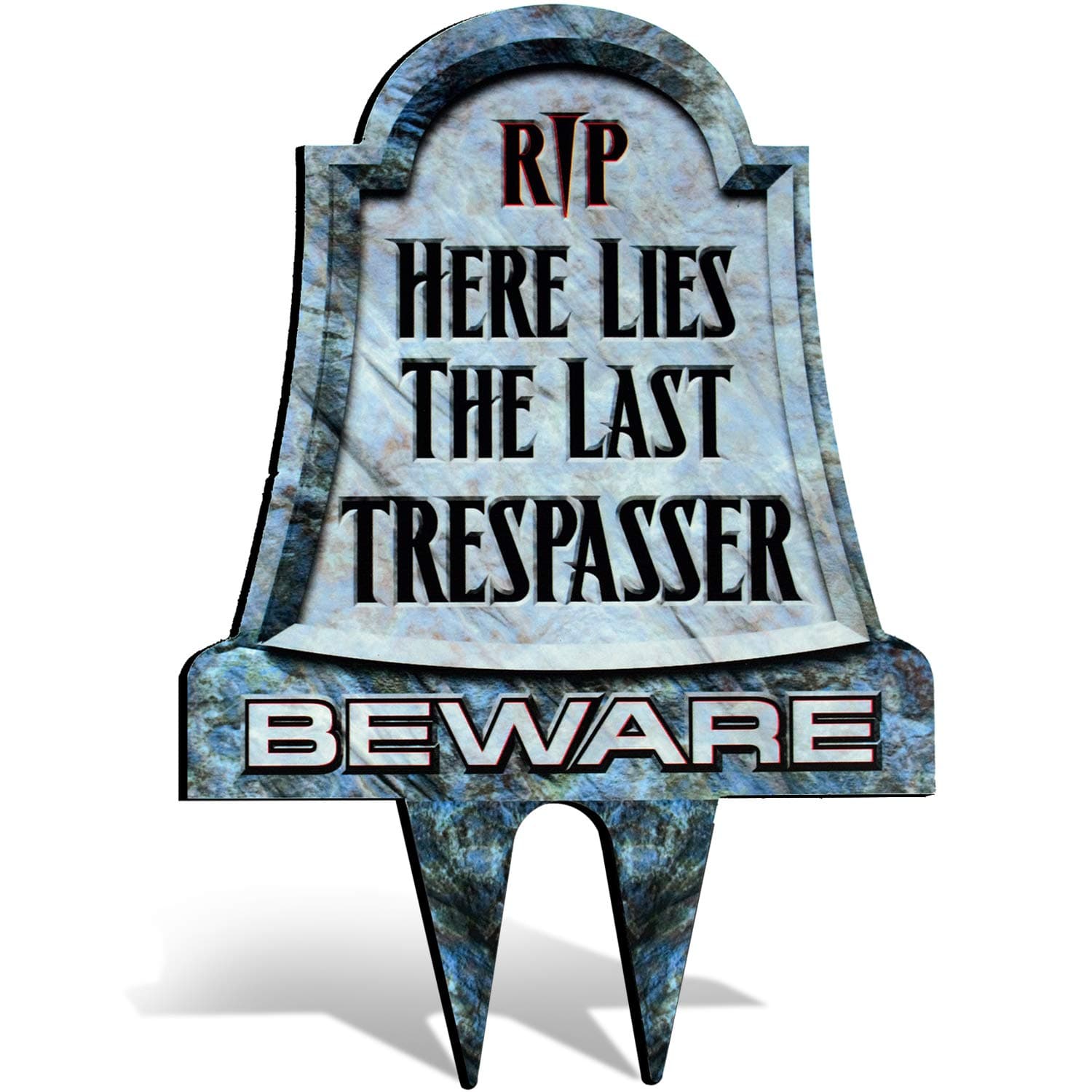 Bigtime Signs No Trespassing Metal Tombstone - Yard Warning for Private Property - Scary and Funny Gravestone with Easy Ground Stake Installation - Cool Graveyard Halloween Decoration - 16 x 11 Inch