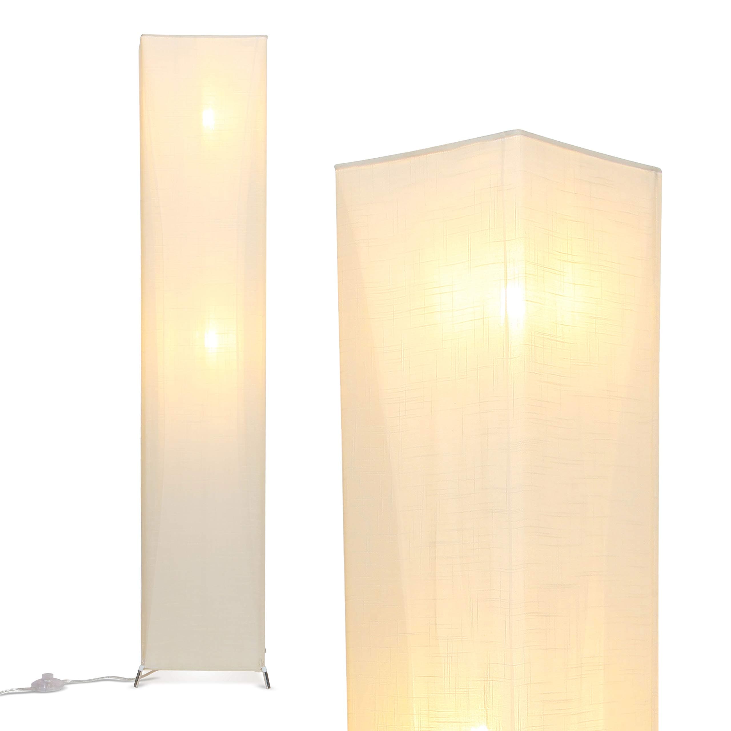 Brightech Horizon LED Floor Lamp for Living Rooms & Bedrooms – Mid Century Modern Minimalist, Ambient Light – Perfect for Beside The Bed or Office, Corner Lamp – Shimmering Beige Shade