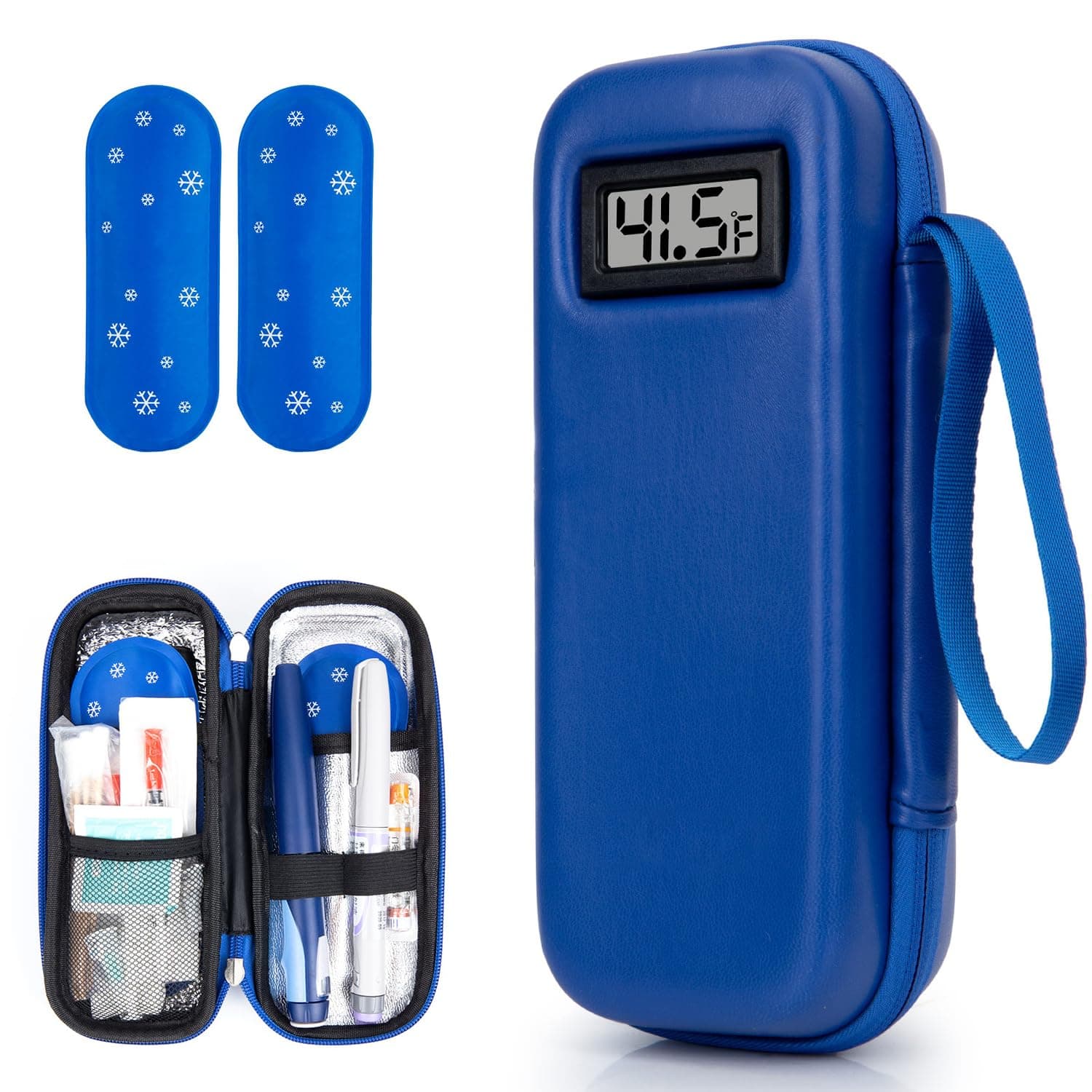 WIBOND Insulin Cooler Travel Case with Temperature Display, Tsa Approved, Refrigerated Medicine Travel Case with 2 Ice Packs, Insulin Pen & Other Diabetic Supplies Organizer for Trip and Daily