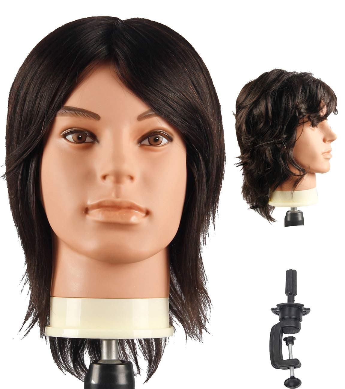 - Male Mannequin Head With 100% Human Hair Cosmetology Manikin head for Cutting Styling With Doll Head for Hair Styling with Clamp Stand