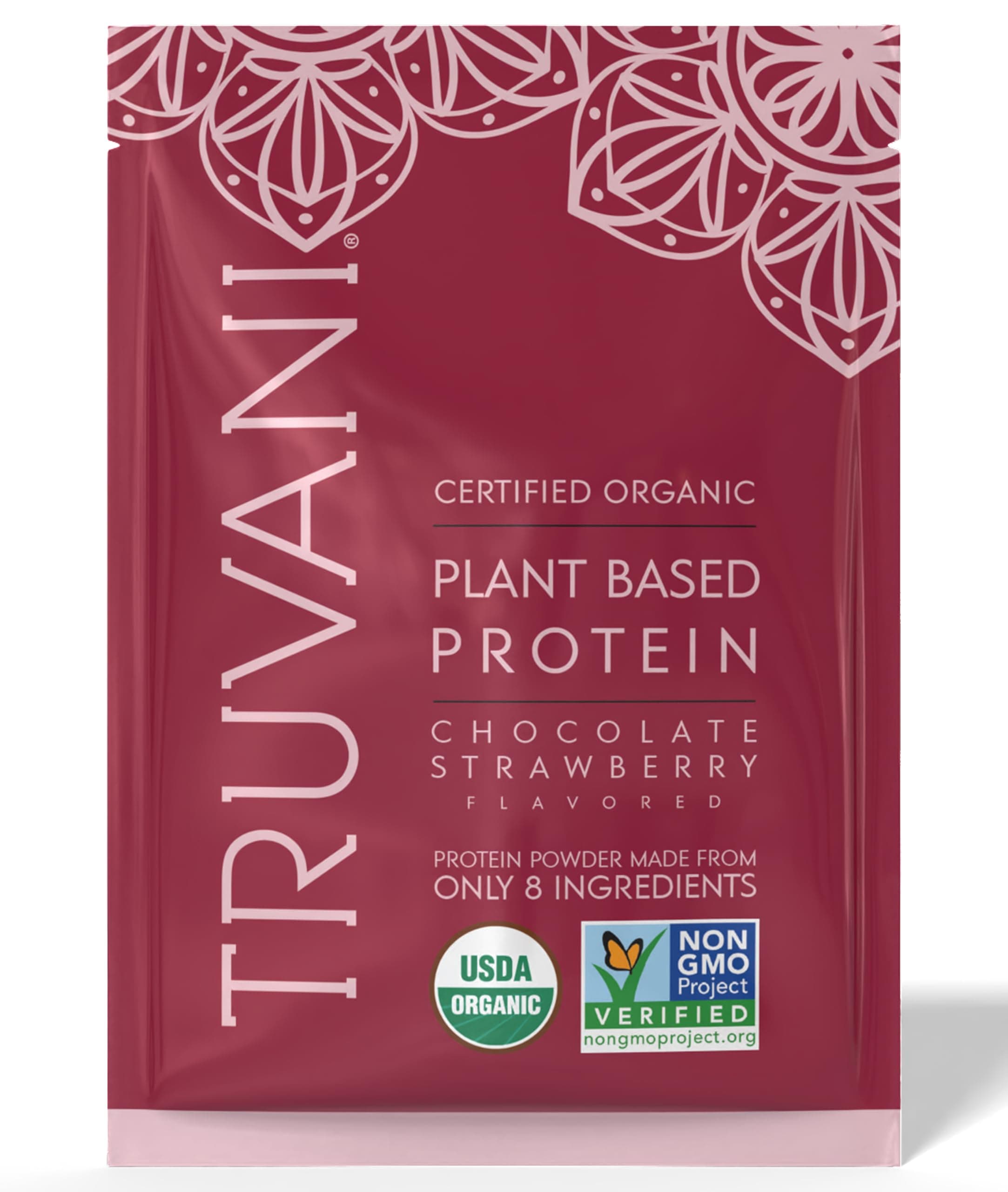 Truvani Vegan Pea Protein Powder | Chocolate Strawberry | 20g Organic Plant Based Protein | 1 Serving | Keto | Gluten & Dairy Free | Low Carb | No Added Sugar