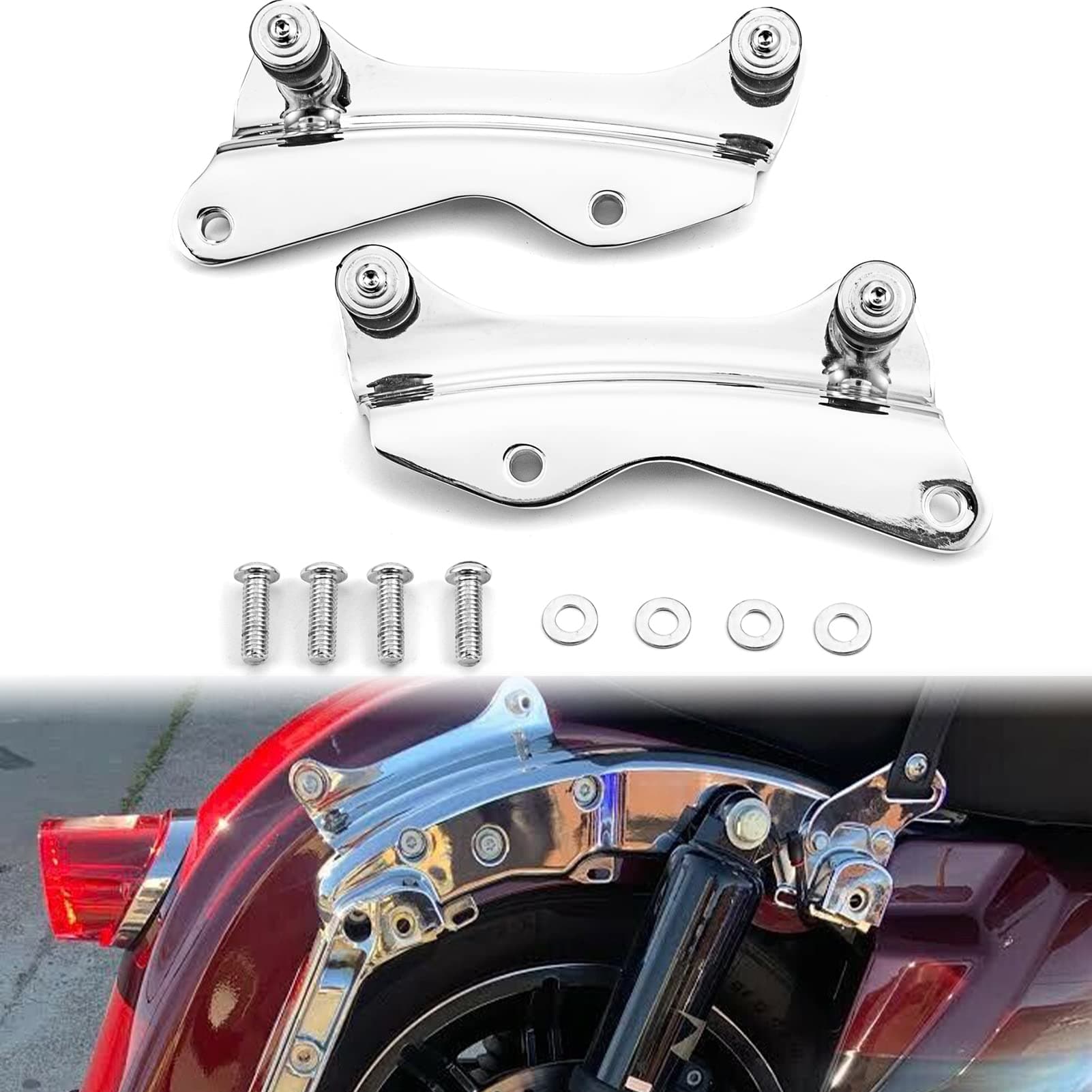Mofun Docking Hardware Backrest Kit Chrome Compatible with 2014-2021 Harley Touring Road King Street Road Electra Glide