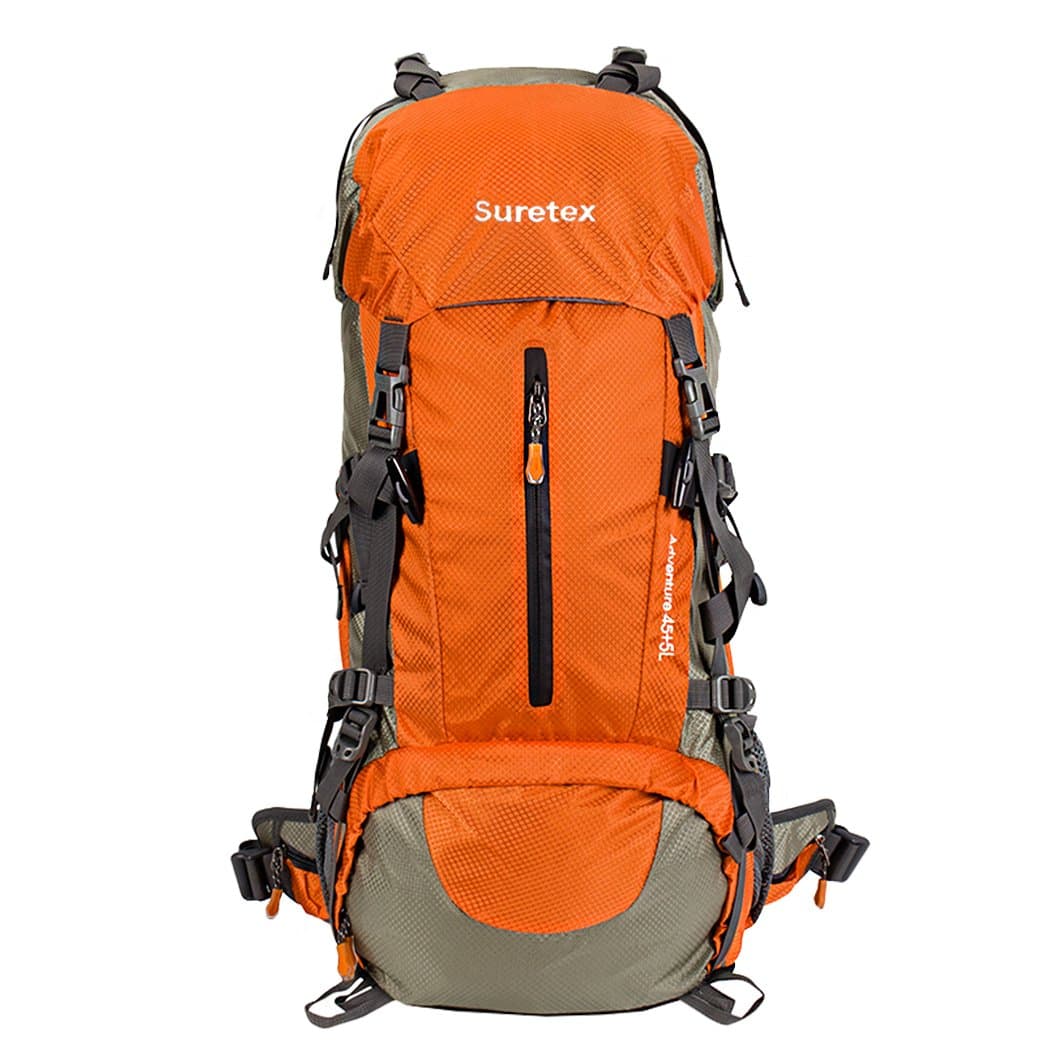 50L-60L Waterproof Outdoor Sport Hiking Trekking Camping Travel Backpack Pack Mountaineering Climbing Knapsack with Rain Cover (Orange, 50L)