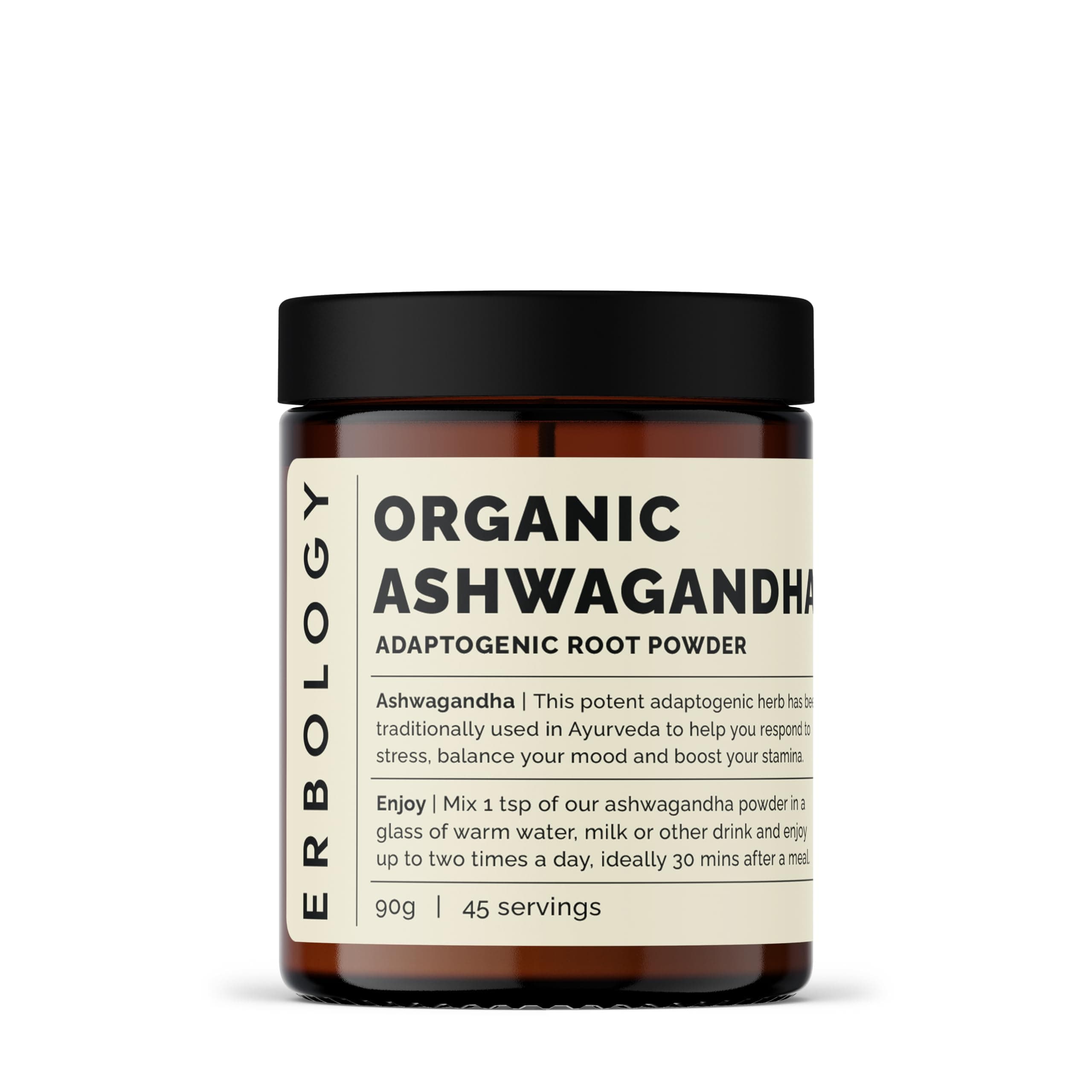 Organic Ashwagandha Powder 90g - 45 Servings - Sleep Aid - Rich in Withanolides - Sustainably Sourced Straight from Farm in India - Small Batch - Vegan - GMO-Free - Recyclable Glass Jar