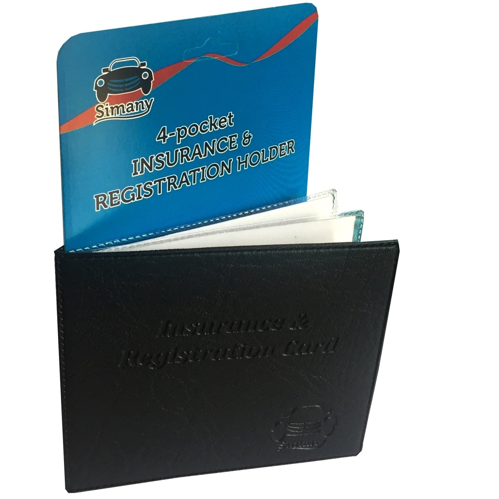 Black 4-Pocket AUTO CAR TRUCK INSURANCE REGISTRATION CARD HOLDER WALET 5.25"x4.6" Embossed Faux-Leather